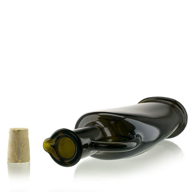 Γυάλινο μπουκάλι 'Eleganta' 500 ml, οβάλ, πράσινο αντικέ, στόμιο: φελλός