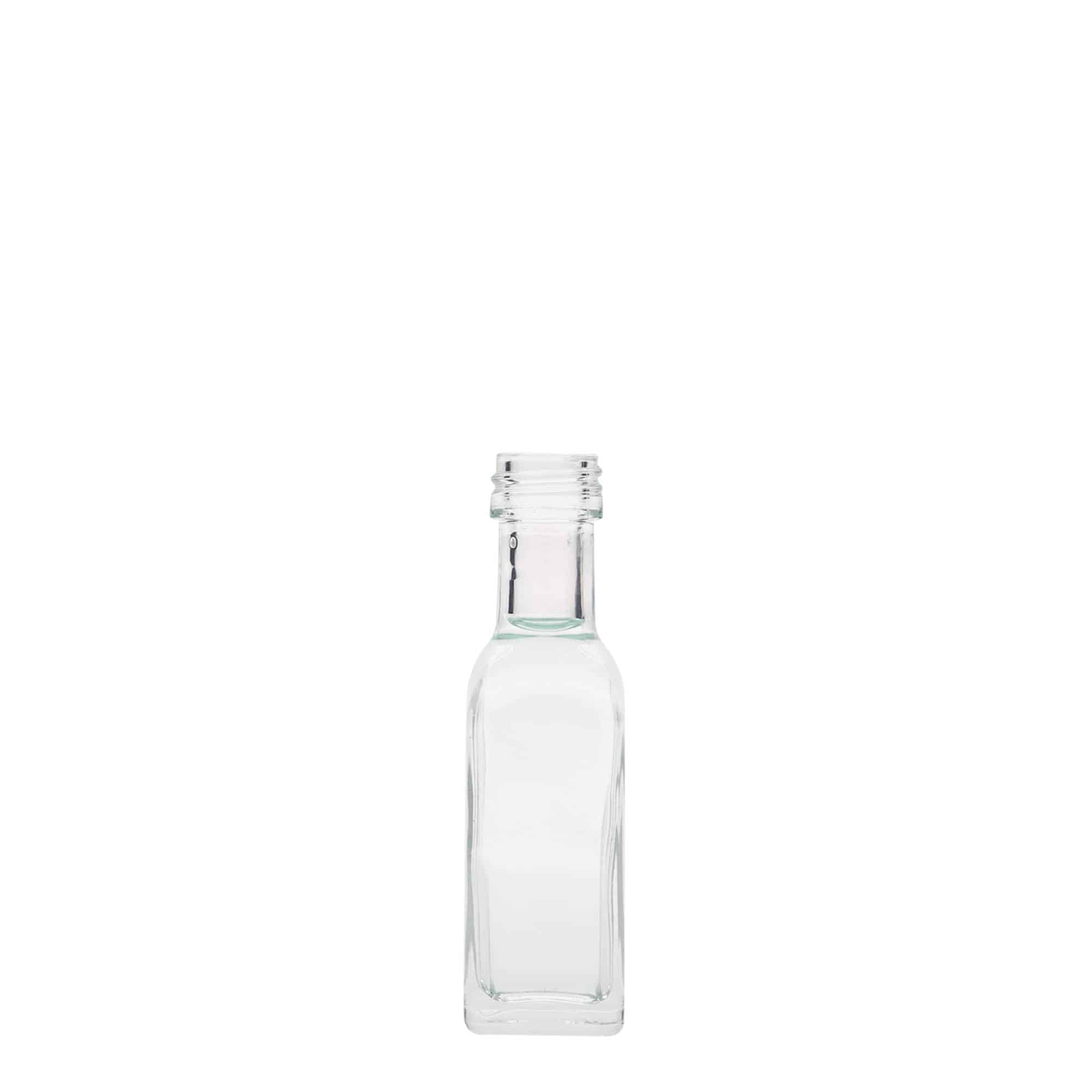 20 ml γυάλινο μπουκάλι 'Marasca', τετράγωνο, στόμιο: PP 18 20 ml γυάλινο μπουκάλι 'Marasca', τετράγωνο, στόμιο: PP 18