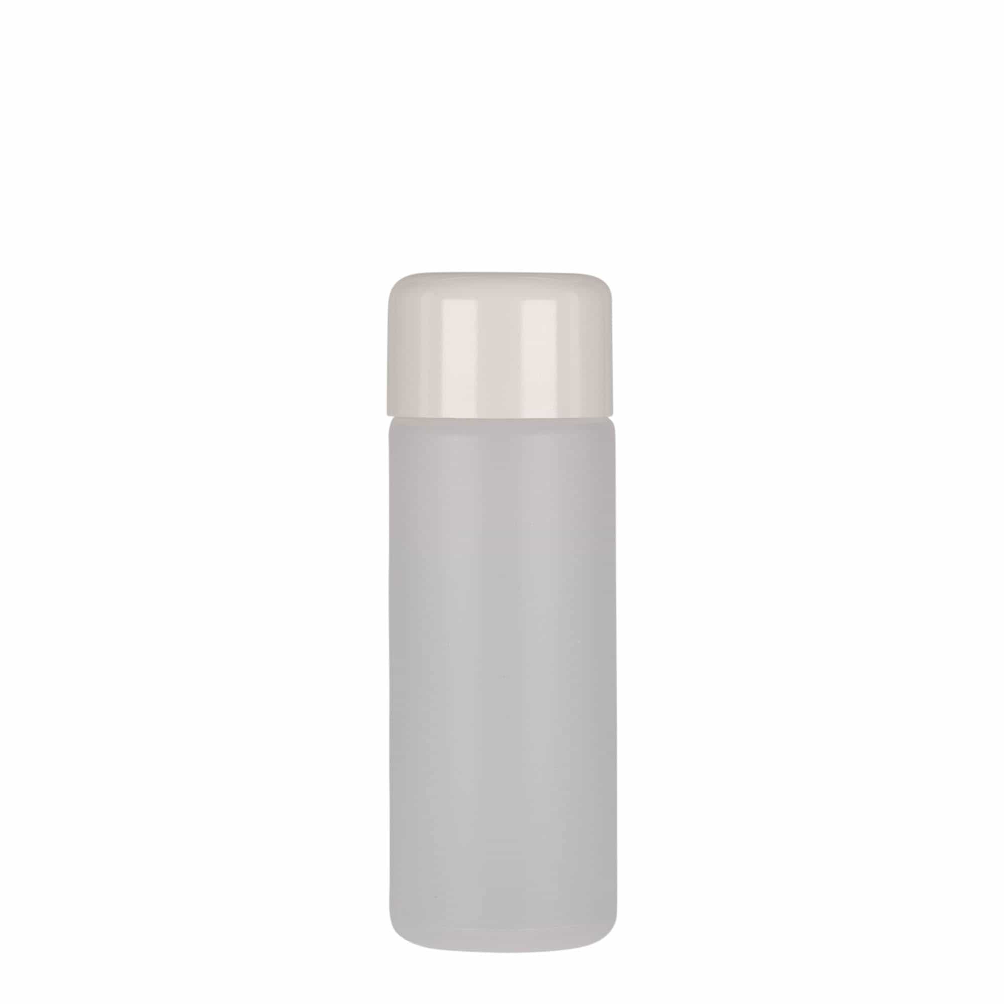 100 ml στρογγυλό μπουκάλι, πλαστικό PE, φυσικό, στόμιο: βιδωτό καπάκι