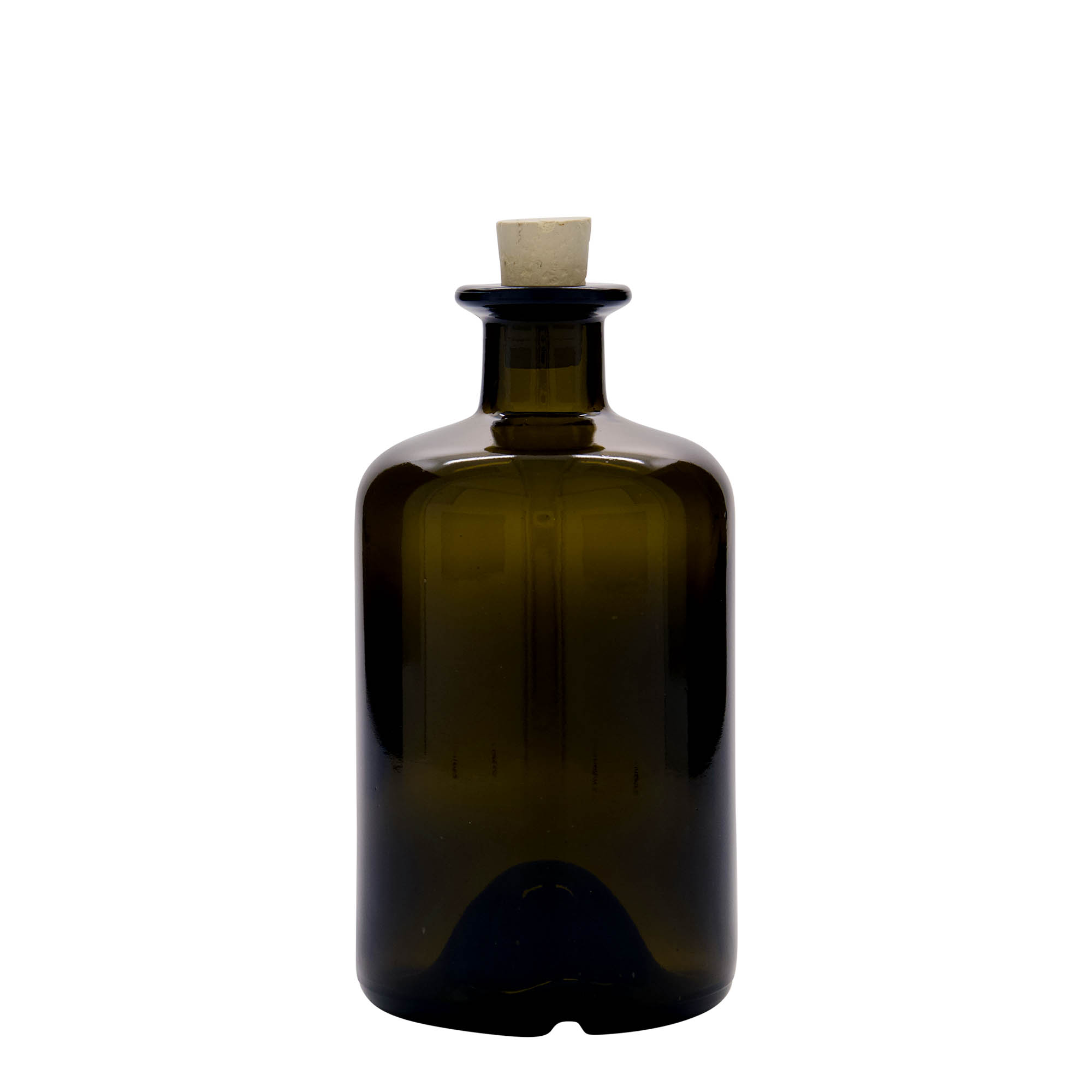 500 ml γυάλινο μπουκάλι φαρμακοποιού, παλαιωμένο πράσινο, στόμιο: φελλός