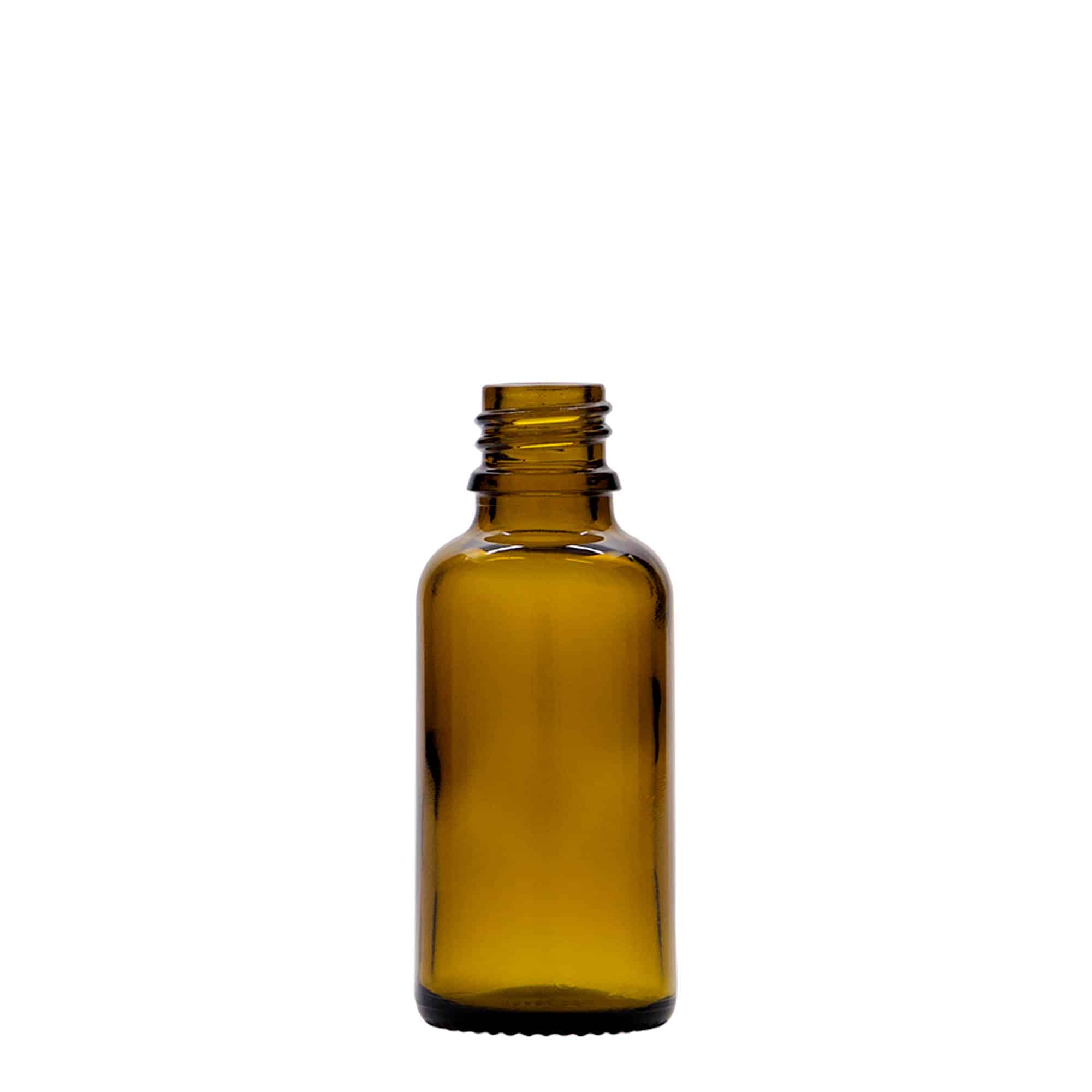 Μπουκάλι φαρμάκου με σταγονόμετρο 30 ml, γυάλινο, καφέ, στόμιο: DIN 18