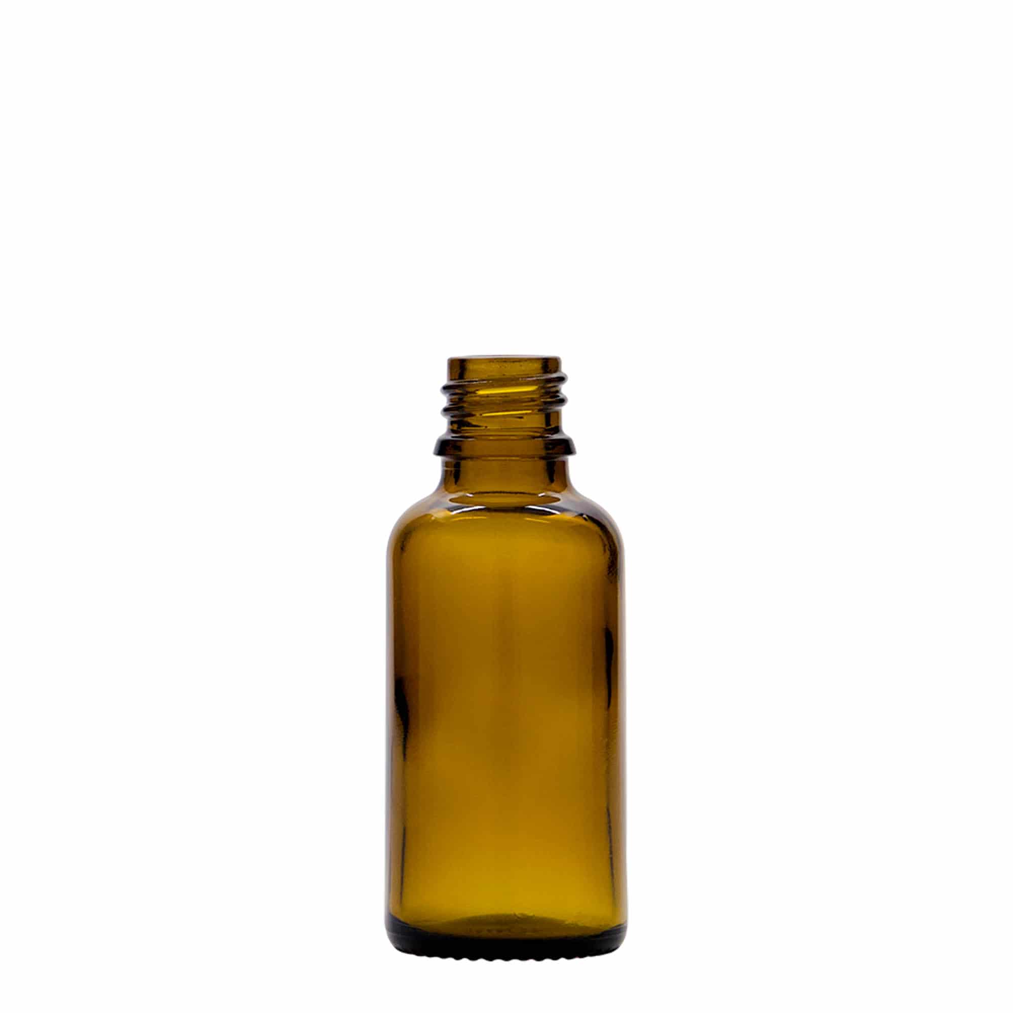 30 ml φιαλίδιο με σταγονόμετρο, ιατρικό, γυάλινο, καφέ, στόμιο: DIN 18