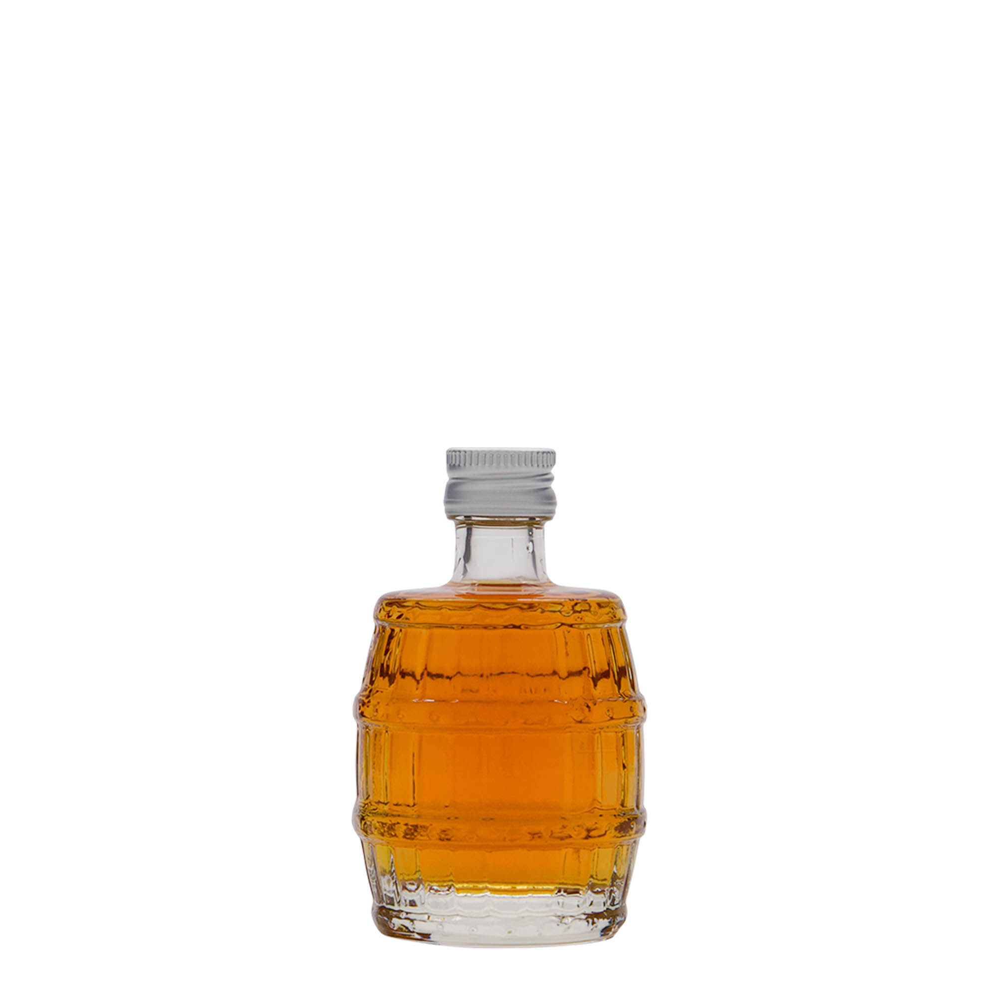 50 ml γυάλινο μπουκάλι 'Βαρέλι', στόμιο: PP 18 50 ml γυάλινο μπουκάλι 'Βαρέλι', στόμιο: PP 18