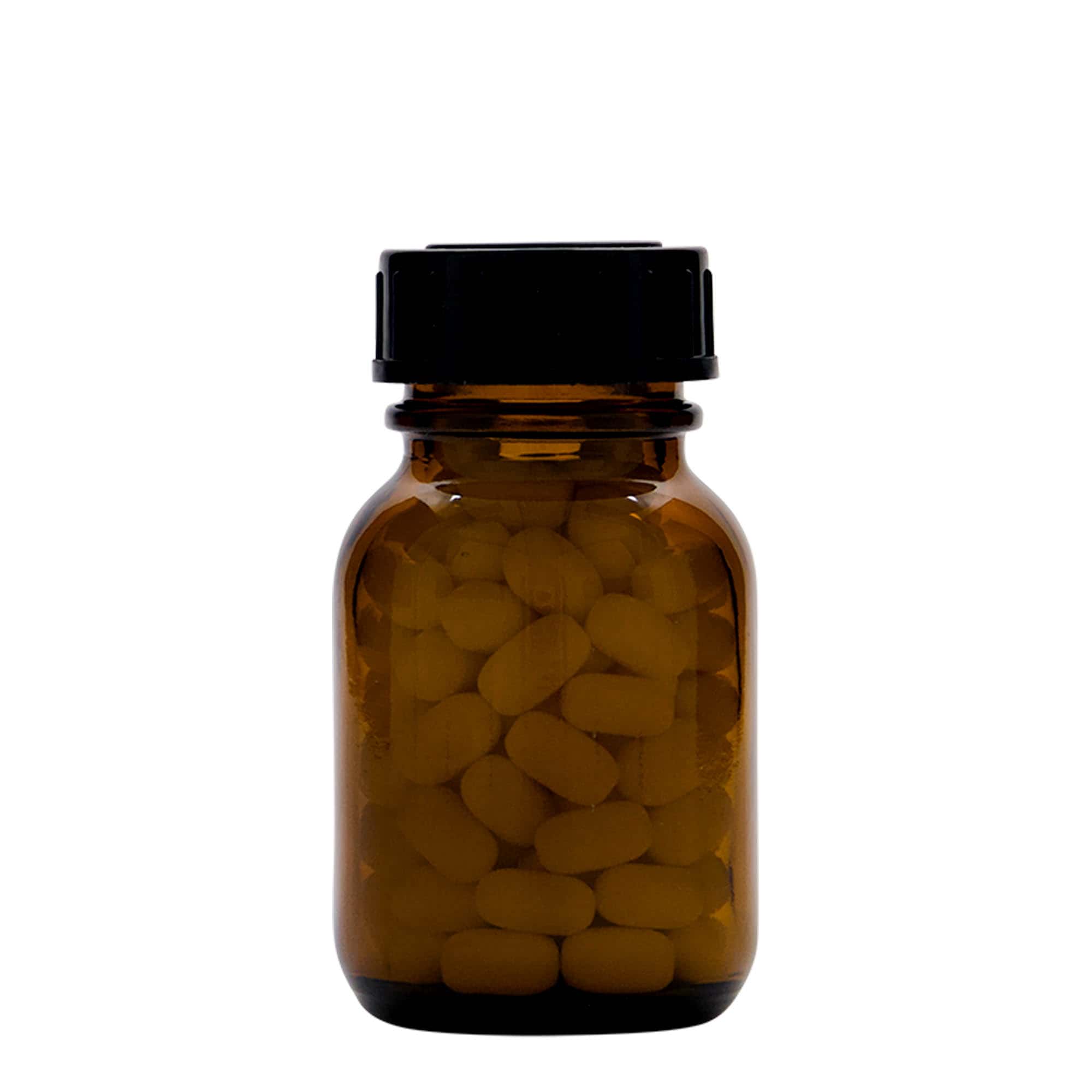 50 ml γυάλινο βάζο με φαρδύ λαιμό, καφέ, στόμιο: DIN 32