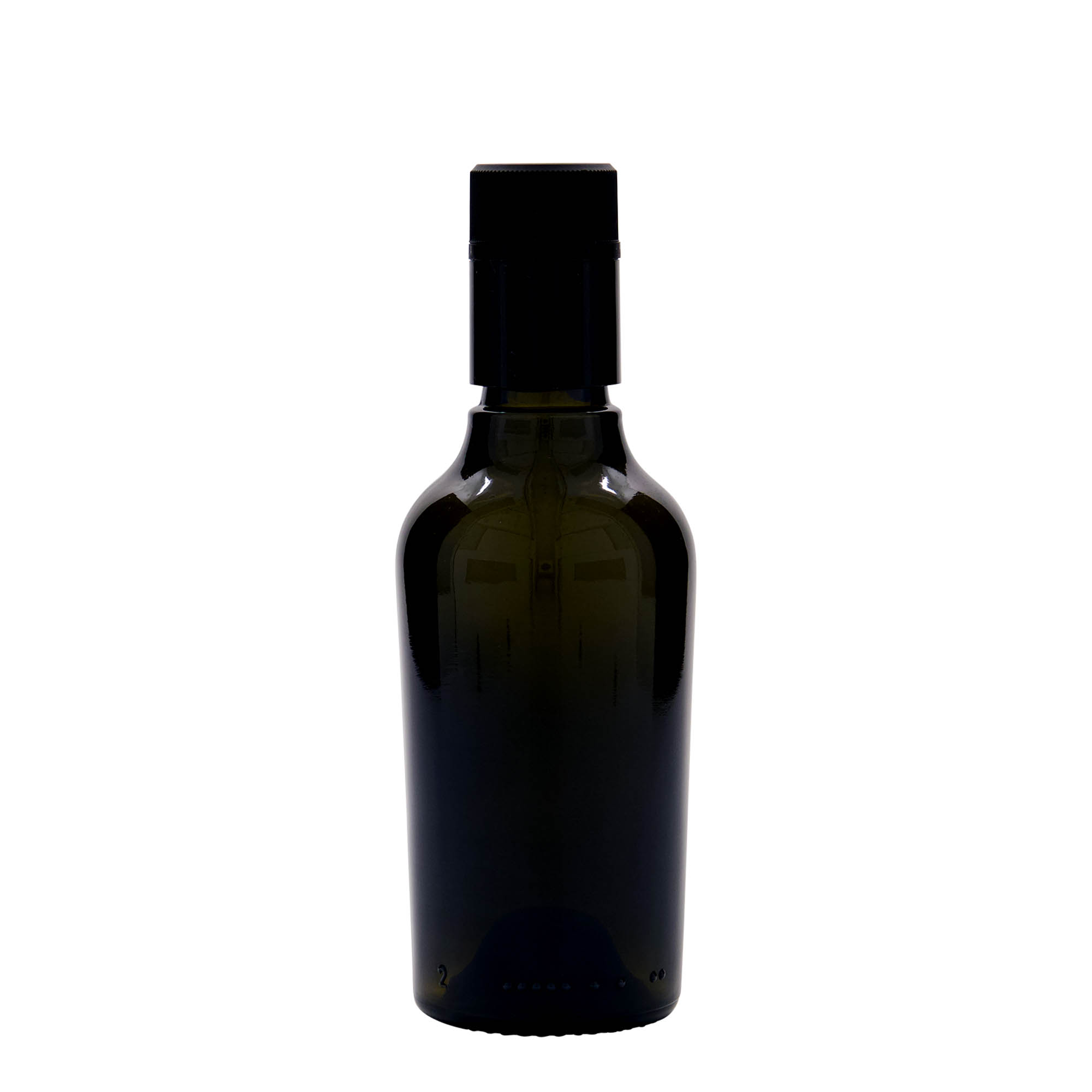 250 ml μπουκάλι ξυδιού/λαδιού 'Oleum', γυαλί, παλαιωμένο πράσινο, στόμιο: DOP