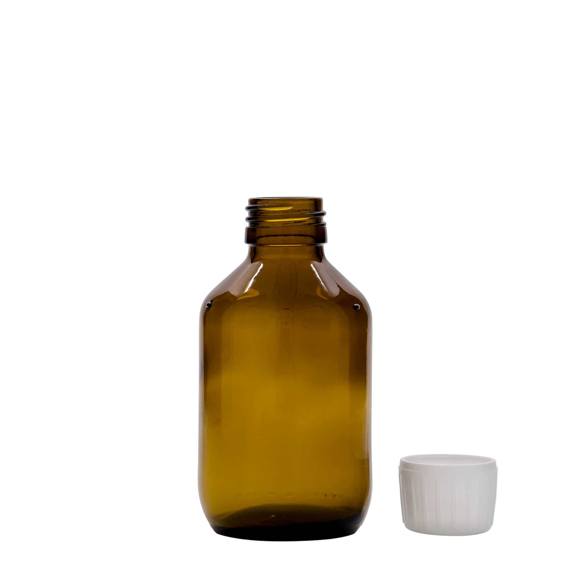 150 ml φιαλίδιο φαρμάκου, καφέ, γυαλί, στόμιο: PP 28