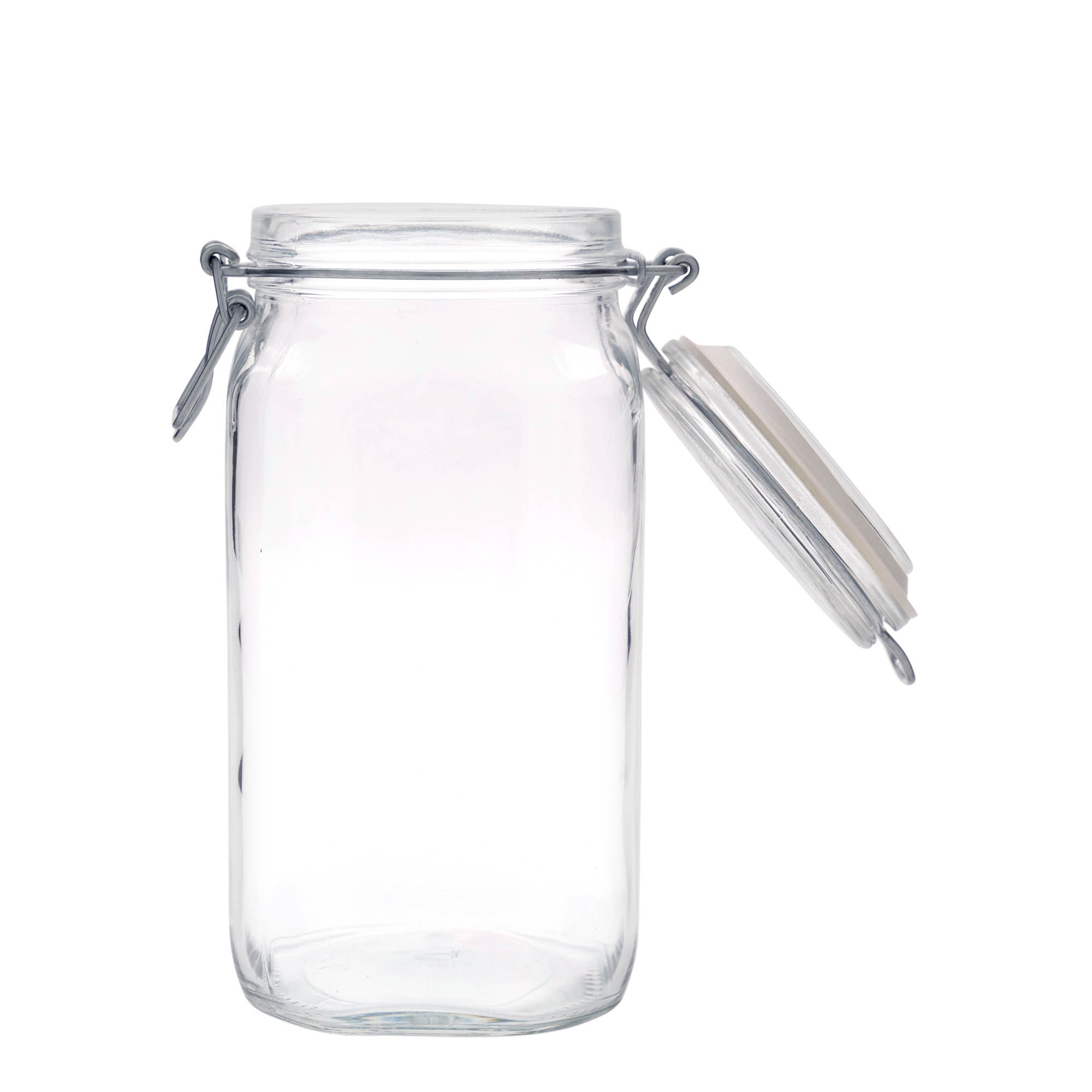 1.500 ml γυάλινο βάζο με σύρμα κλεισίματος 'Fido', τετράγωνο, στόμιο: κλείσιμο με σύρμα