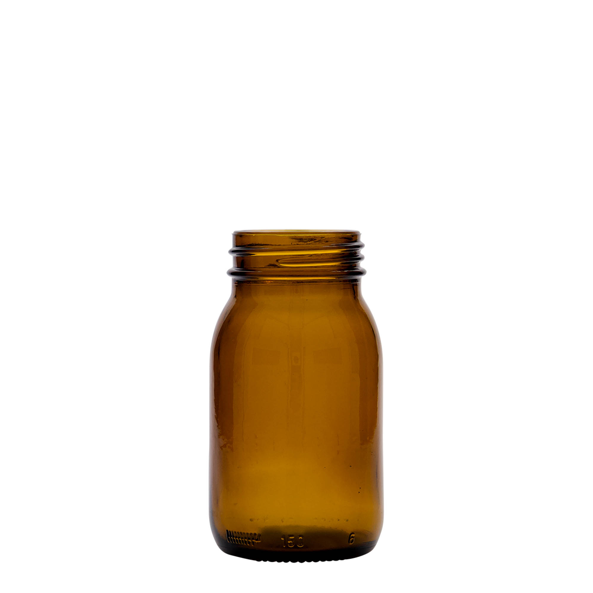 150 ml γυάλινο βάζο με φαρδύ λαιμό, καφέ, στόμιο: DIN 45