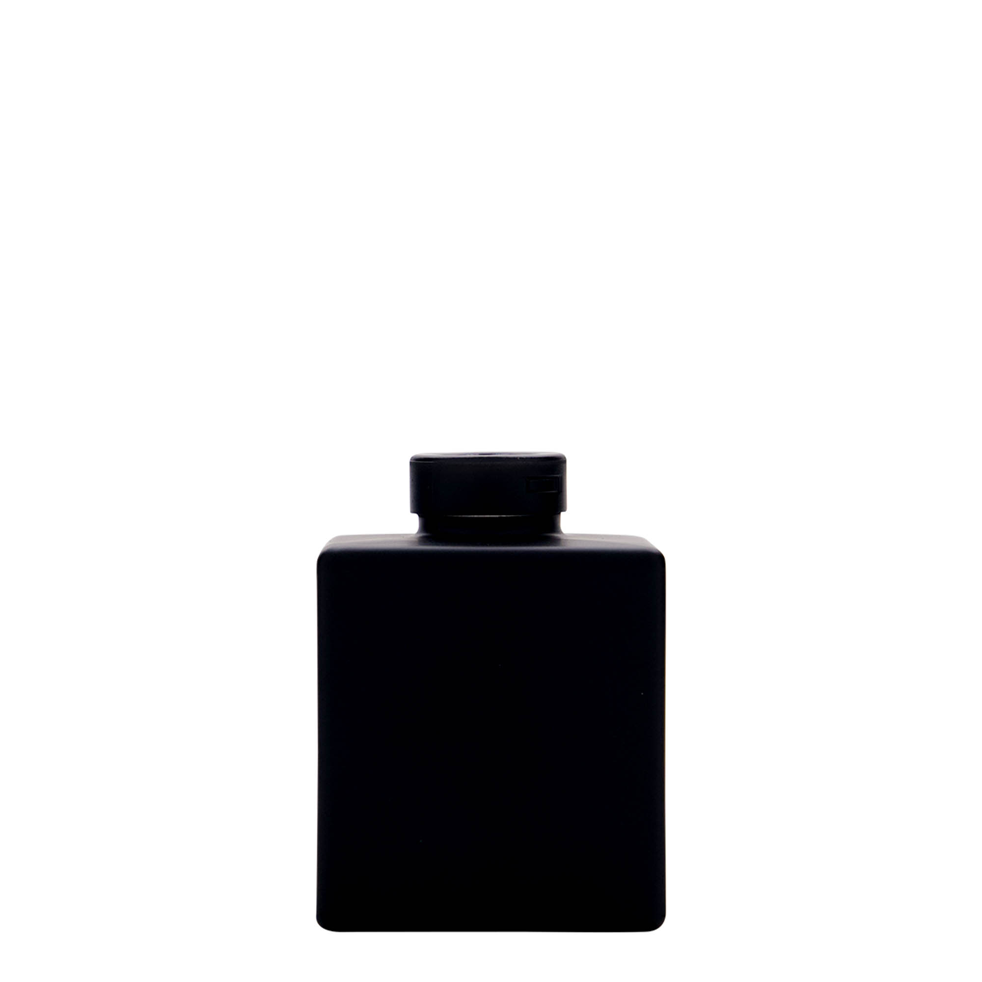 100 ml γυάλινο μπουκάλι 'Cube', τετράγωνο, μαύρο, στόμιο: φελλός