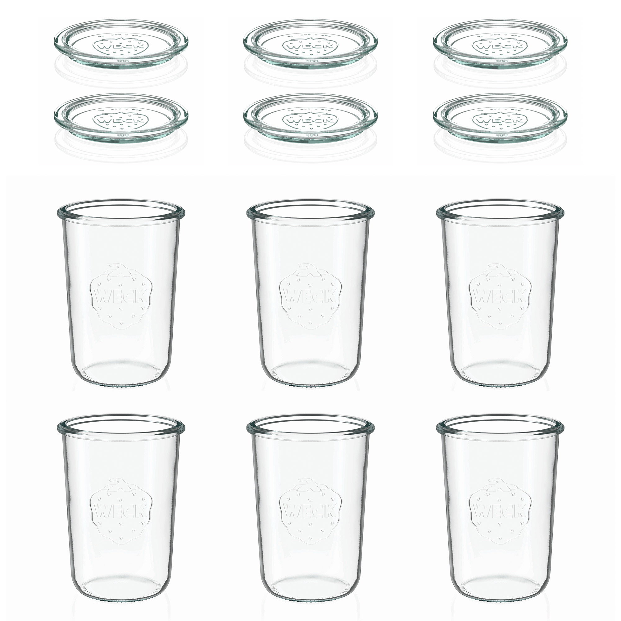 6x Κυλινδρικό βάζο WECK 850 ml με γυάλινο καπάκι RR 100