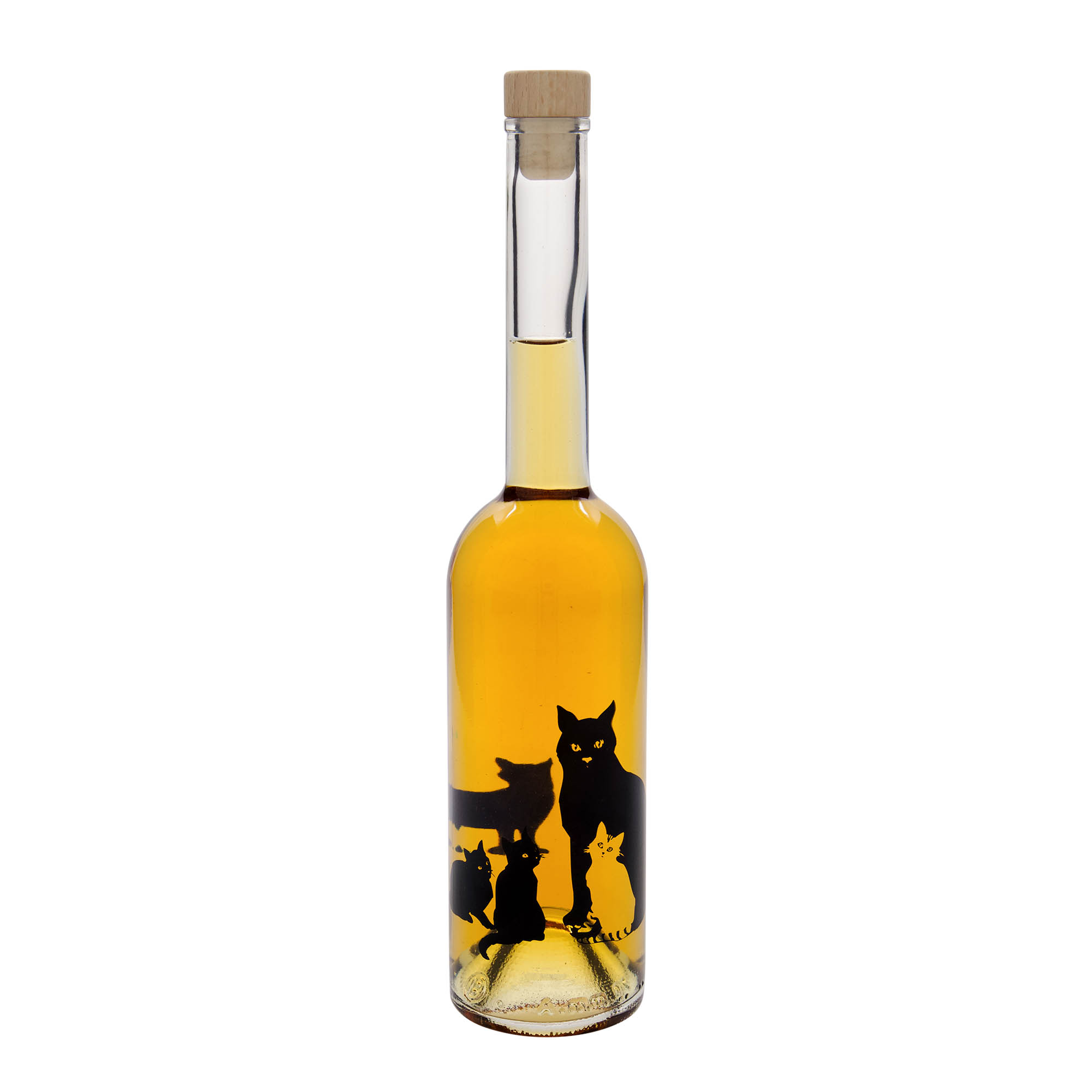 500 ml γυάλινο μπουκάλι 'Όπερα', σχέδιο: γάτες, στόμιο: φελλός