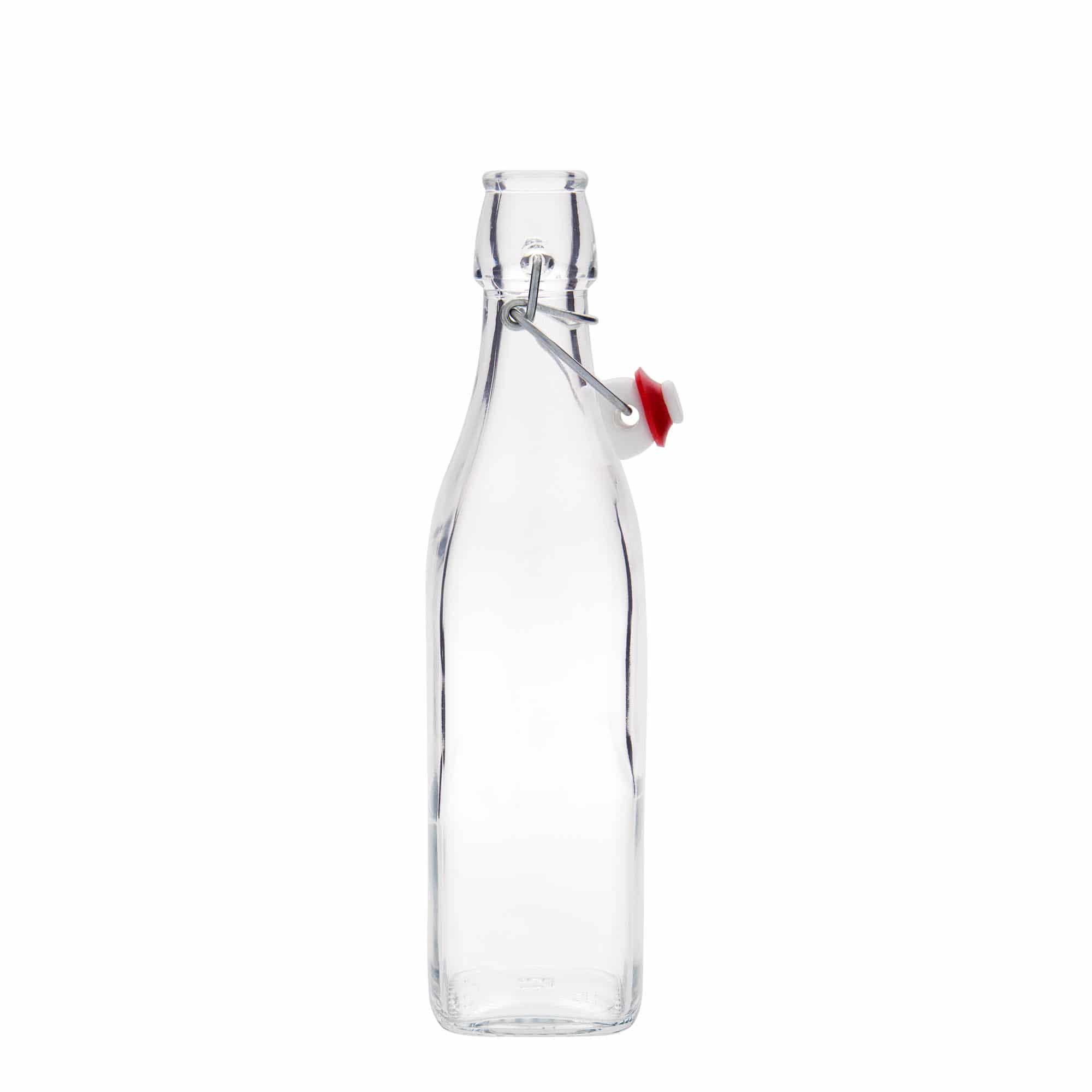500 ml γυάλινο μπουκάλι 'Swing, τετράγωνο, στόμιο: κλείσιμο με μανταλάκι