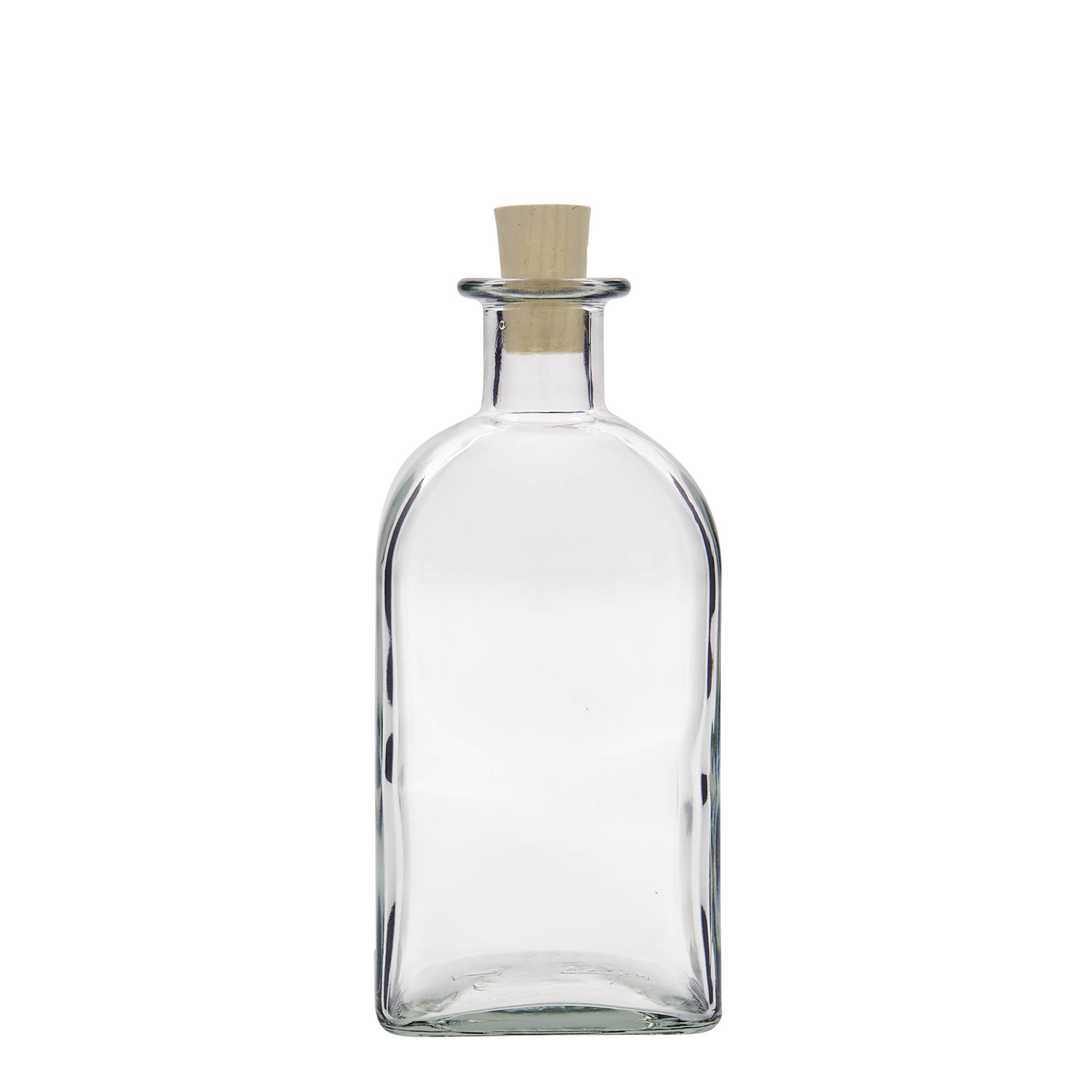 500 ml γυάλινο μπουκάλι Apotheker Carré, τετράγωνο, στόμιο: φελλός