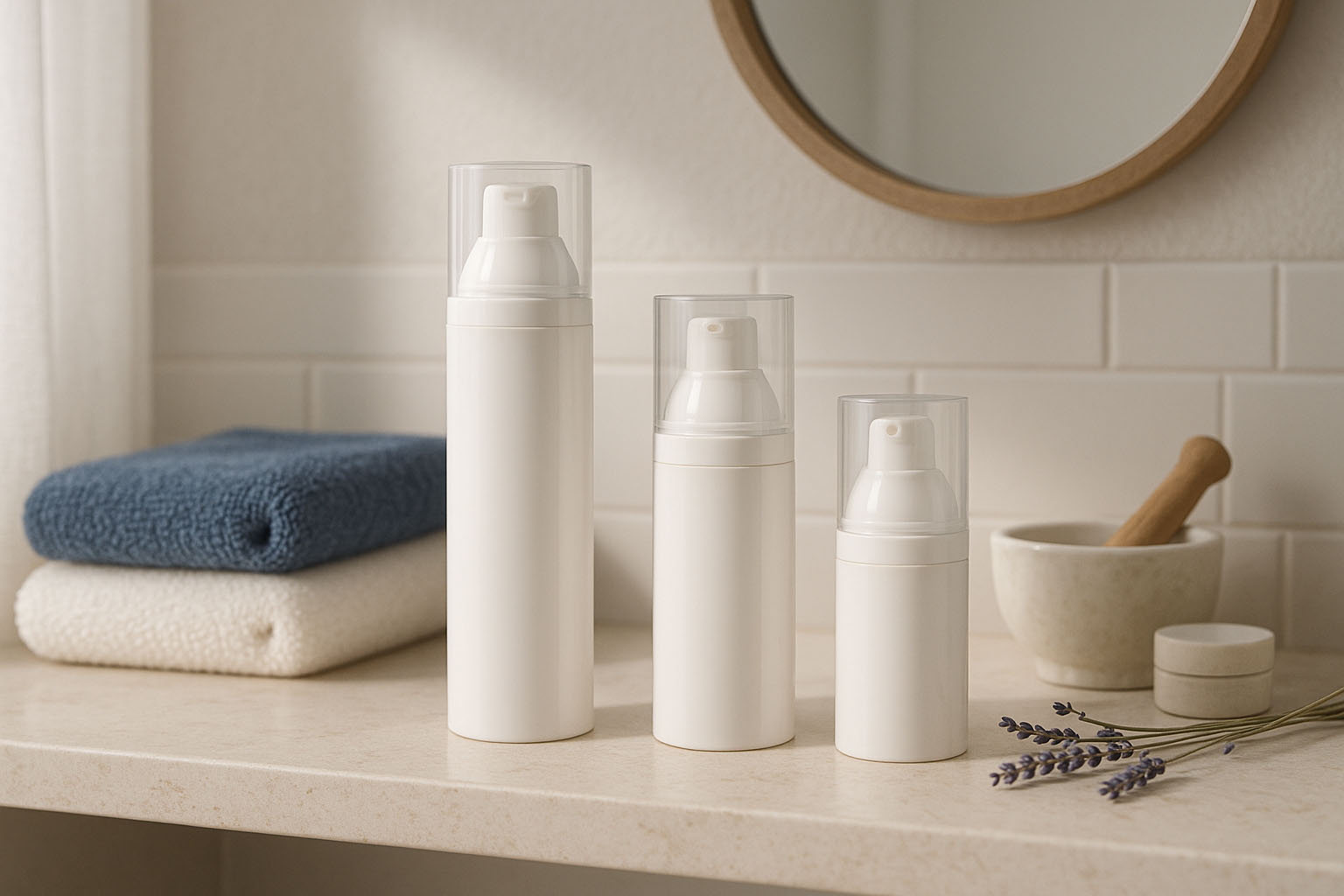 Αντλία διανομέα Airless 'Mezzo', πλαστικό PP, λευκό Αντλία διανομέα Airless 'Mezzo', πλαστικό PP, λευκό