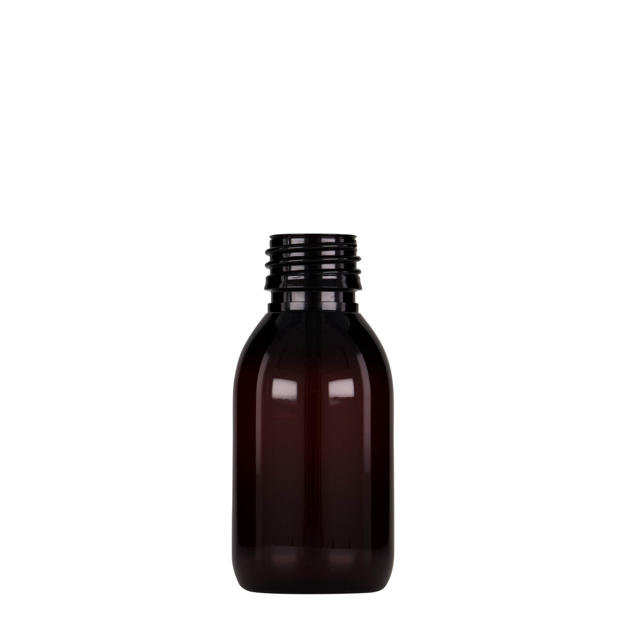 100 ml φιαλίδιο PET για ιατρική χρήση, καφέ, πλαστικό, στόμιο: PP 28