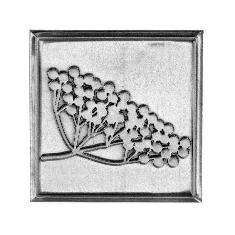 Ετικέτα κασσίτερου 'Κουφοξυλιά', τετράγωνη, μέταλλο, ασημί Ετικέτα κασσίτερου 'Κουφοξυλιά', τετράγωνη, μέταλλο, ασημί