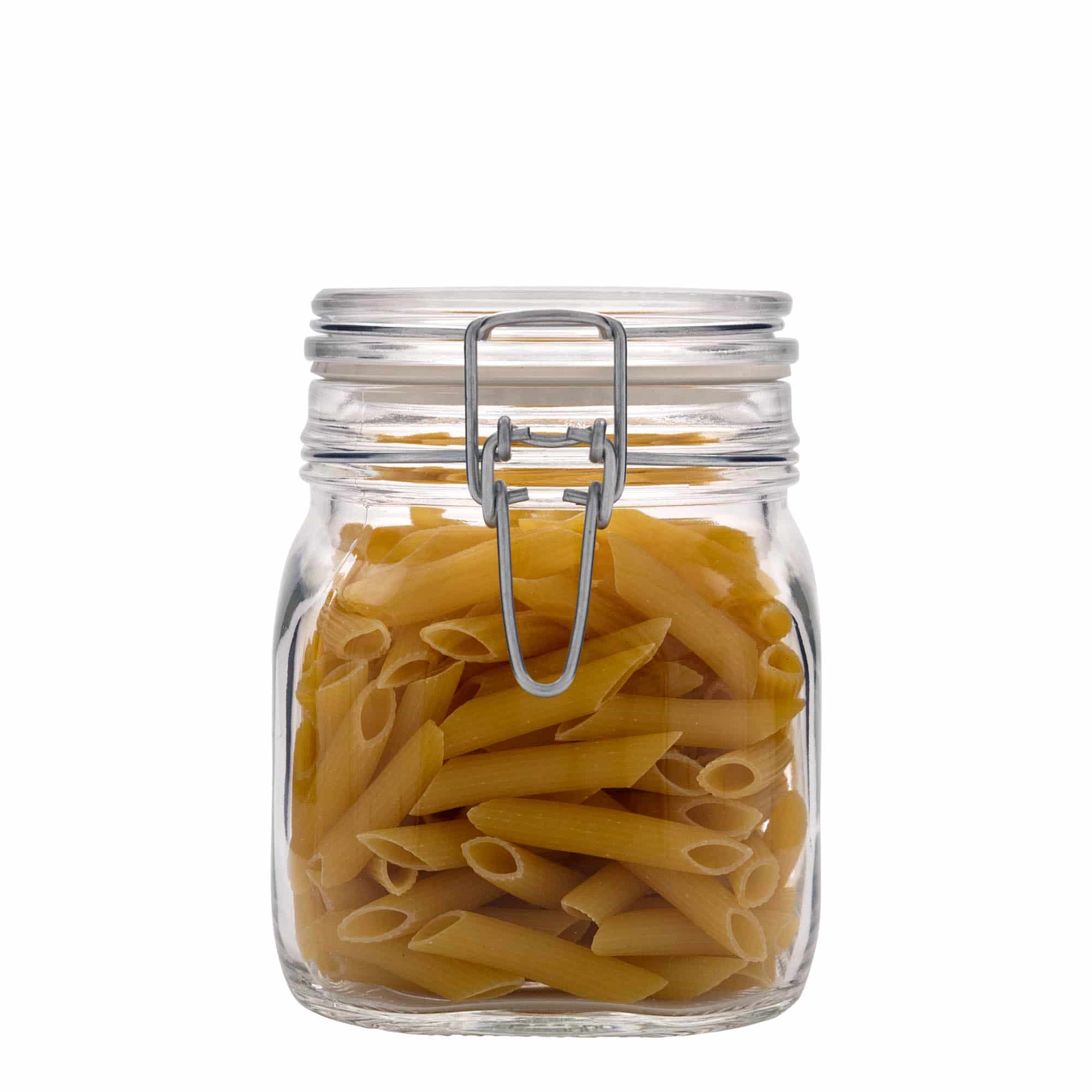 750 ml γυάλινο βάζο με σύρμα κλεισίματος 'Fido', τετράγωνο, άνοιγμα: κλείσιμο με σύρμα