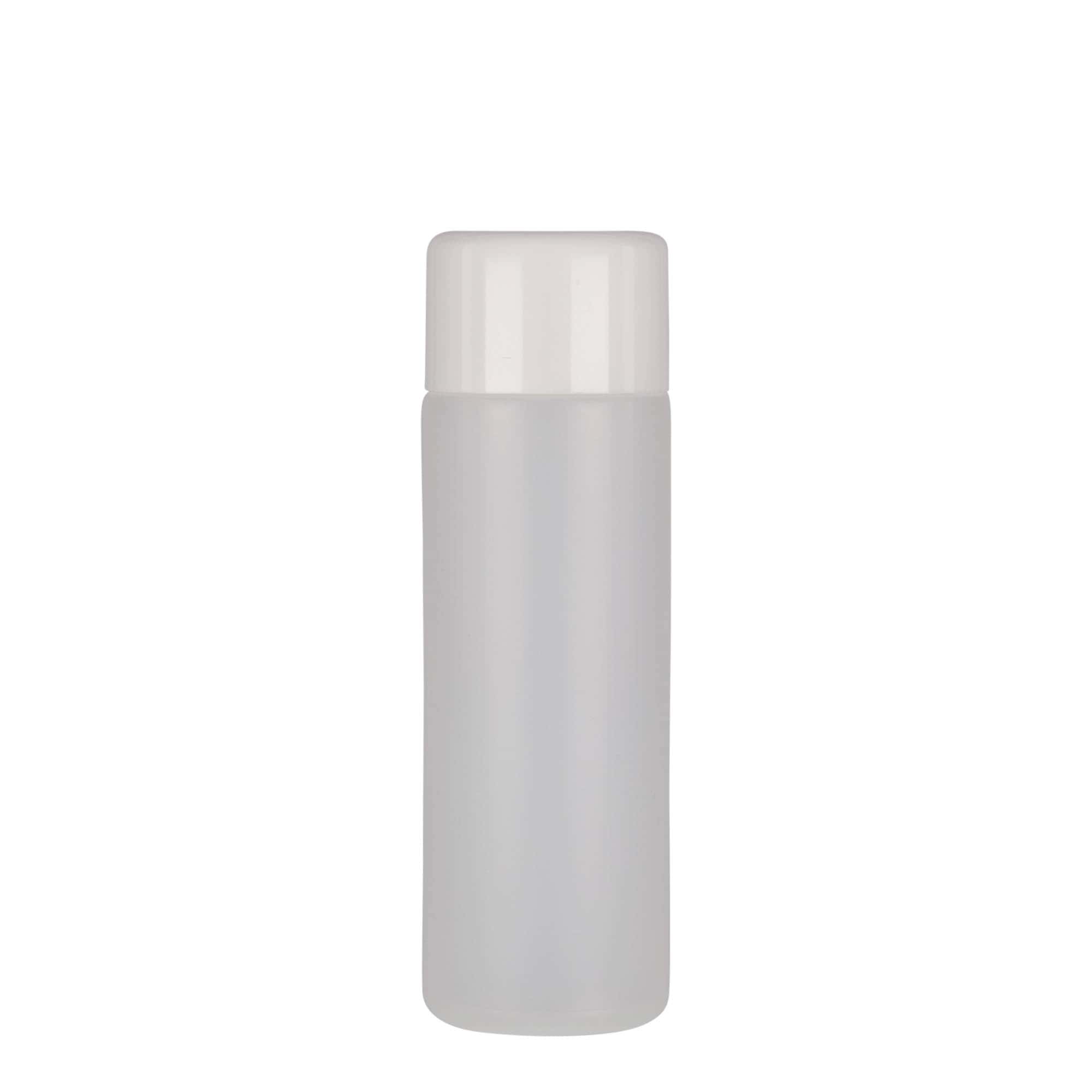 200 ml στρογγυλό μπουκάλι, πλαστικό PE, φυσικό, στόμιο: βιδωτό καπάκι