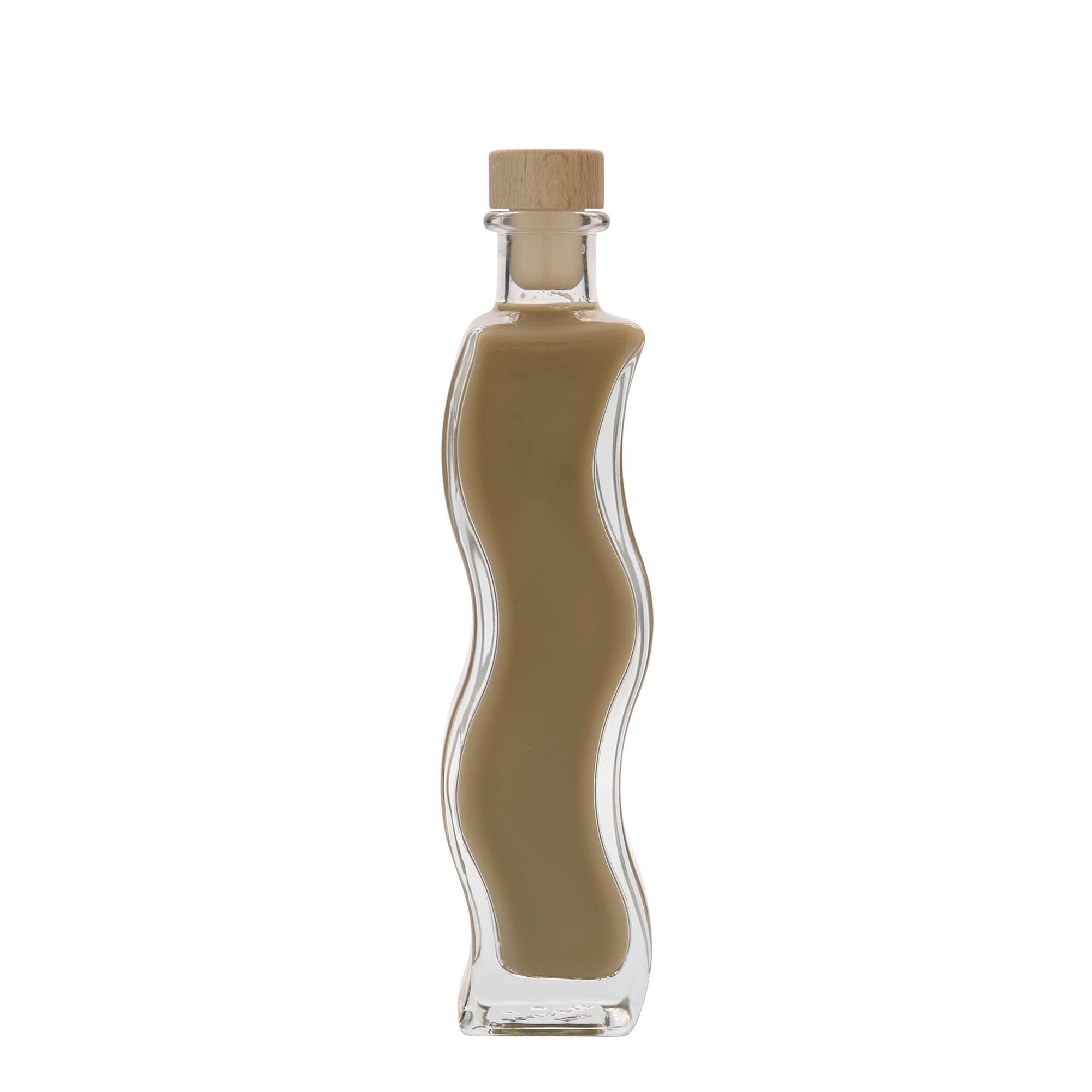 200 ml γυάλινο μπουκάλι 'Welle', τετράγωνο, στόμιο: φελλός