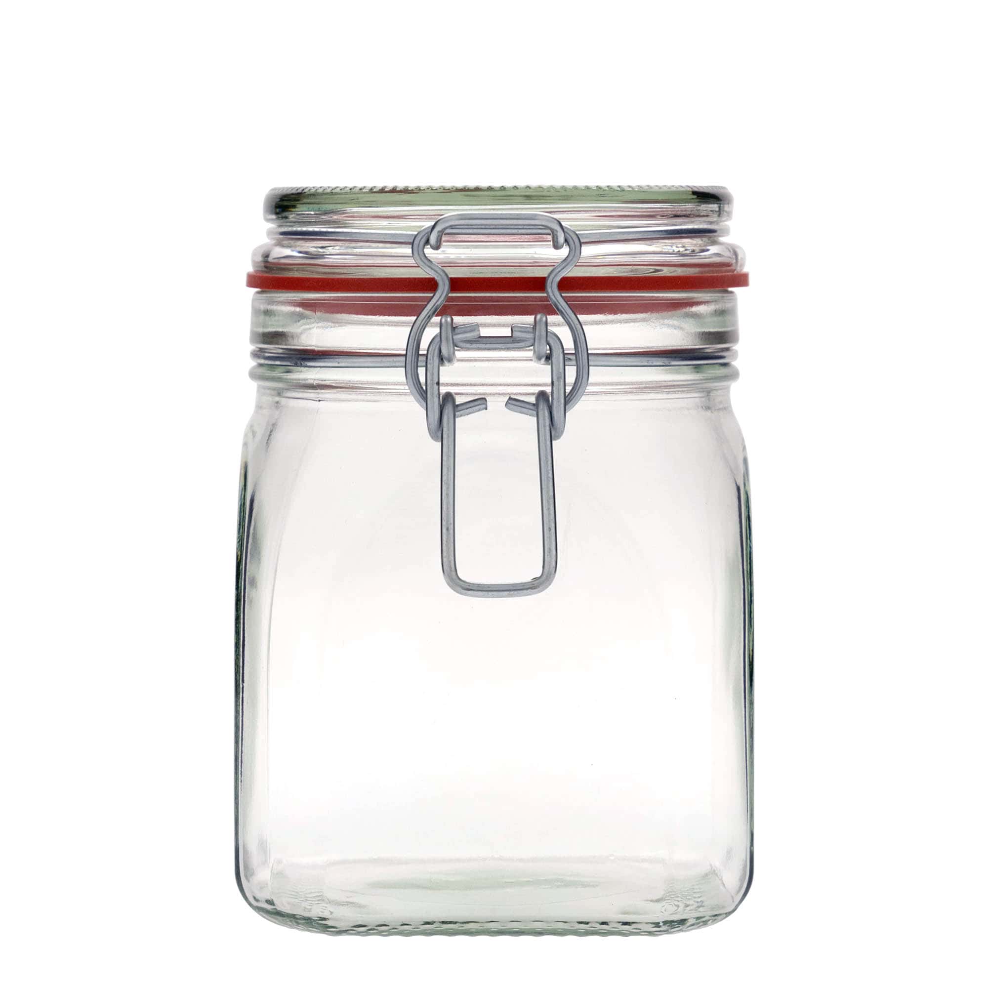 Βάζο με καπάκι με κλιπ 900 ml, τετράγωνο, στόμιο: καπάκι με κλιπ