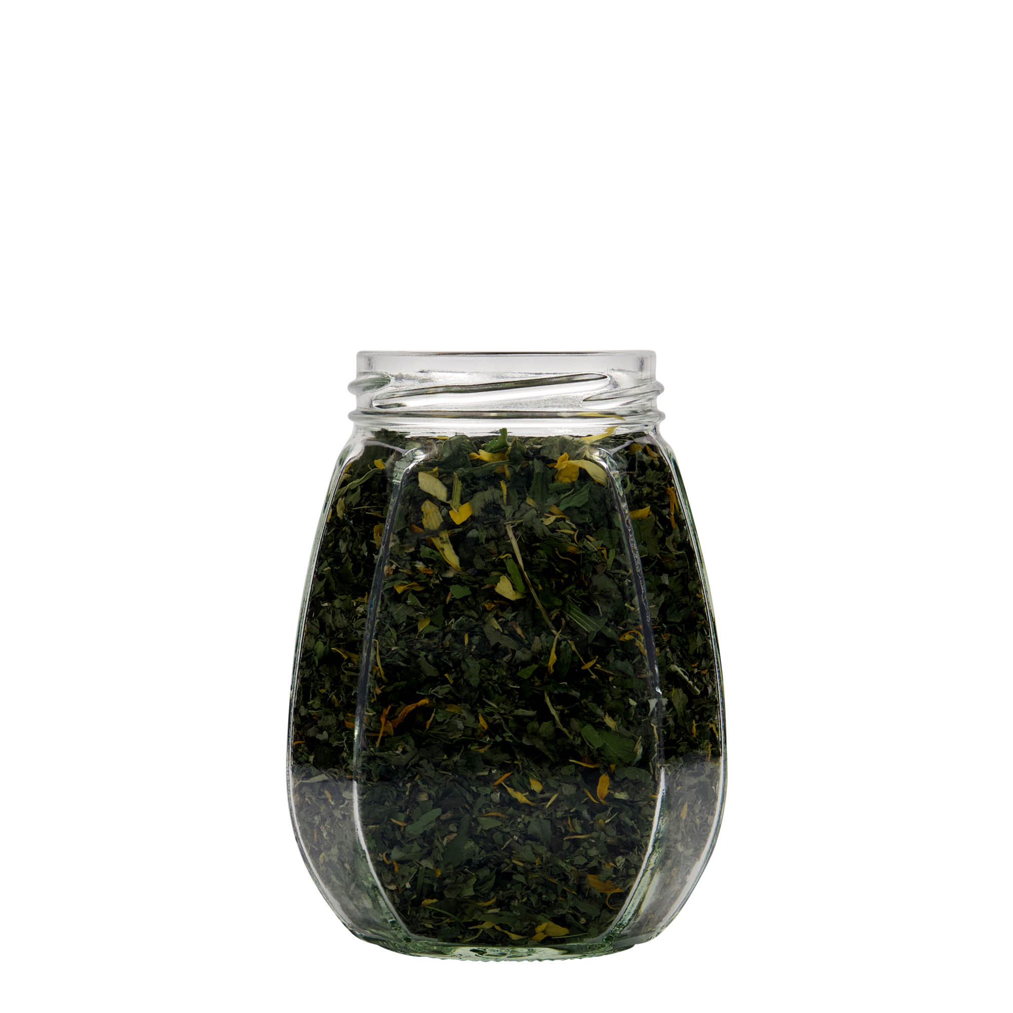 385 ml γυάλινο βάζο για κοσμήματα, εξαγωνικό, στόμιο: Twist-Off (TO 63)