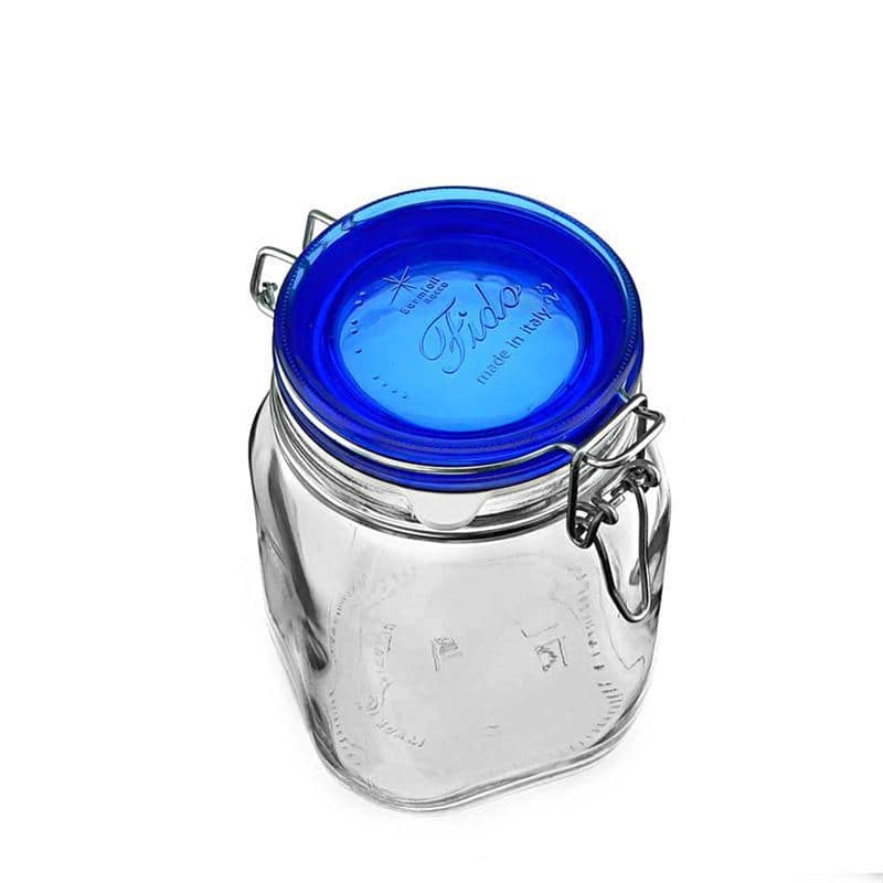 Βάζο με καπάκι με κλιπ 'Fido' Blue Top 1.000 ml, τετράγωνο, στόμιο: καπάκι με κλιπ