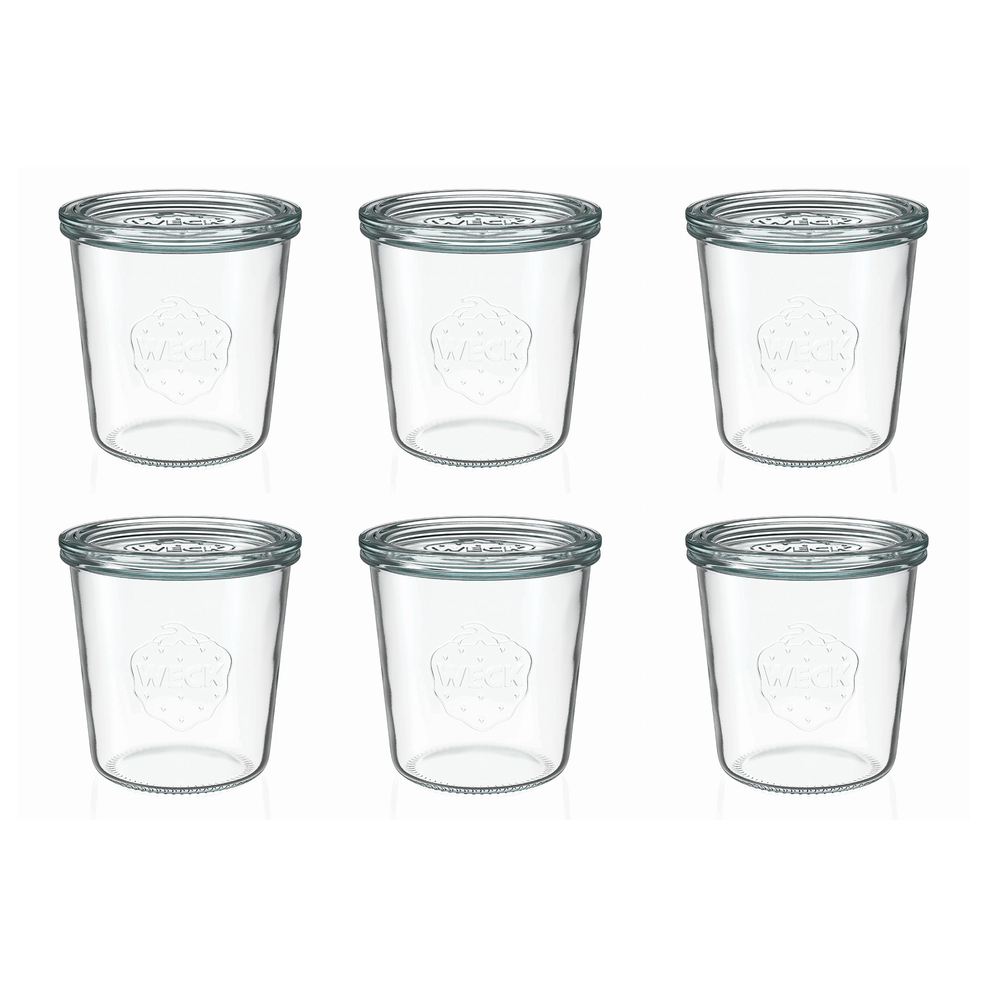 6x Κυλινδρικό βάζο WECK 580 ml με γυάλινο καπάκι RR 100