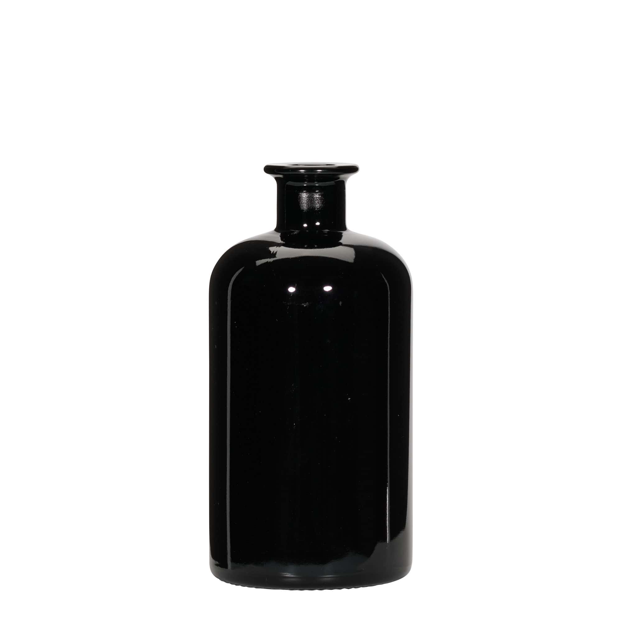 Γυάλινο μπουκάλι φαρμακείου 500 ml, μαύρο, στόμιο: φελλός