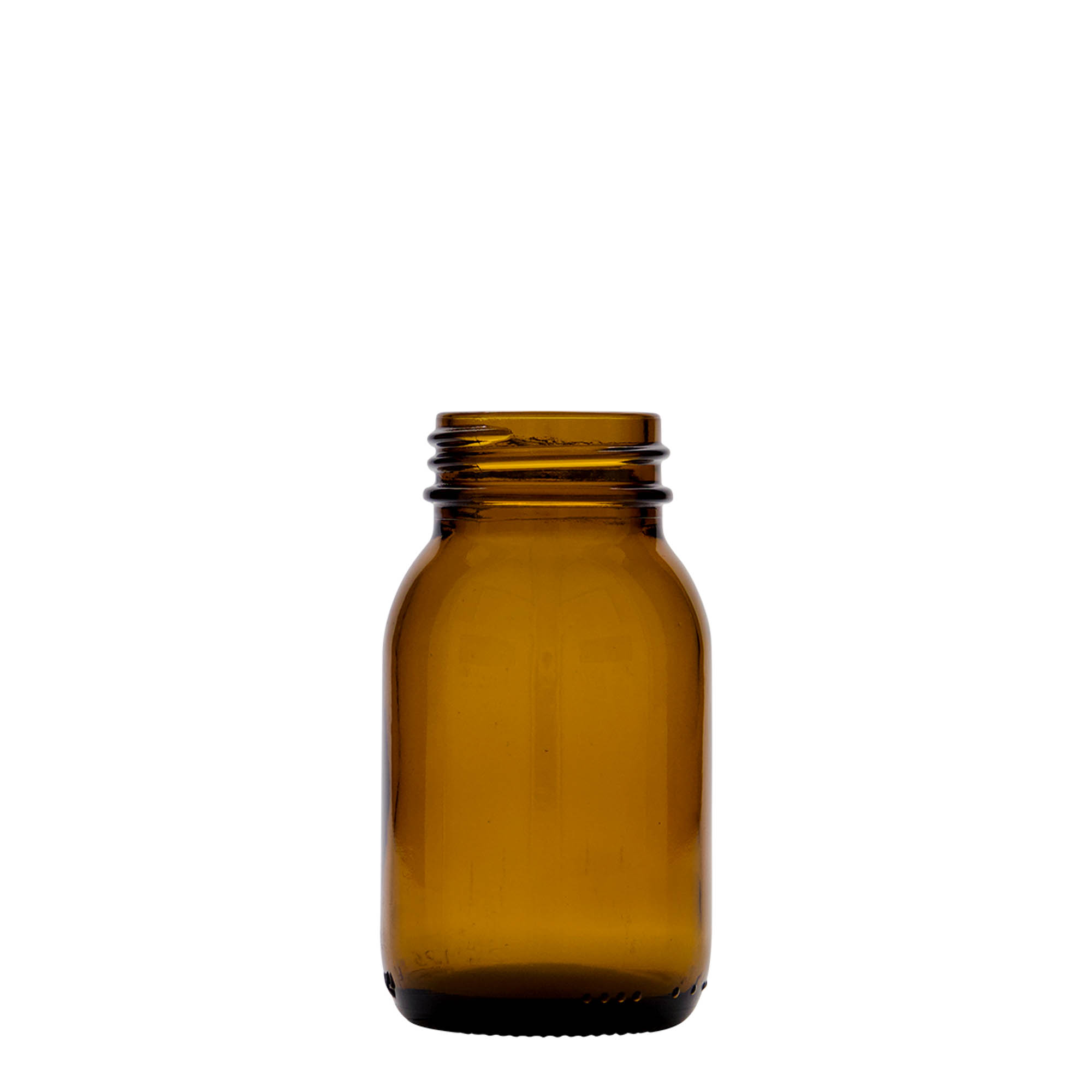 125 ml γυάλινο βάζο με φαρδύ λαιμό, καφέ, στόμιο: DIN 40 125 ml γυάλινο βάζο με φαρδύ λαιμό, καφέ, στόμιο: DIN 40