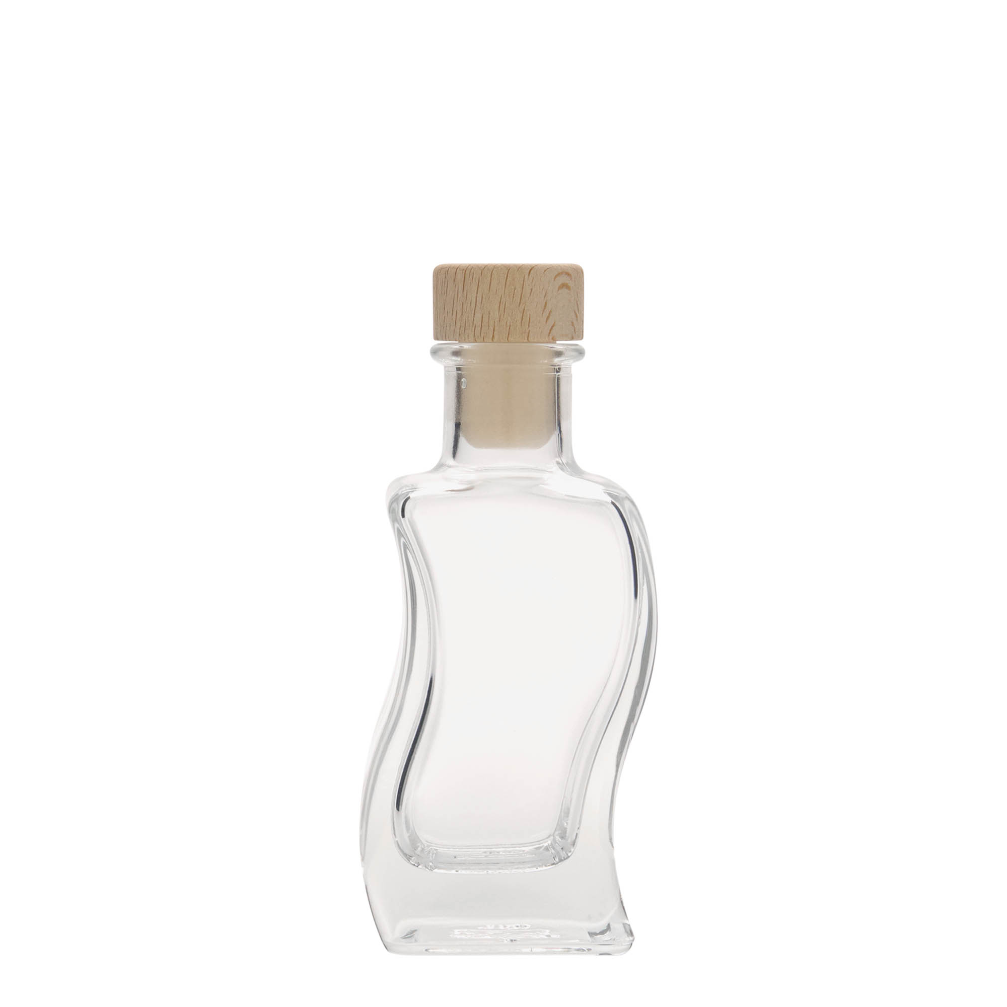 100 ml γυάλινο μπουκάλι 'Κυματισμός', τετράγωνο, στόμιο: φελλός