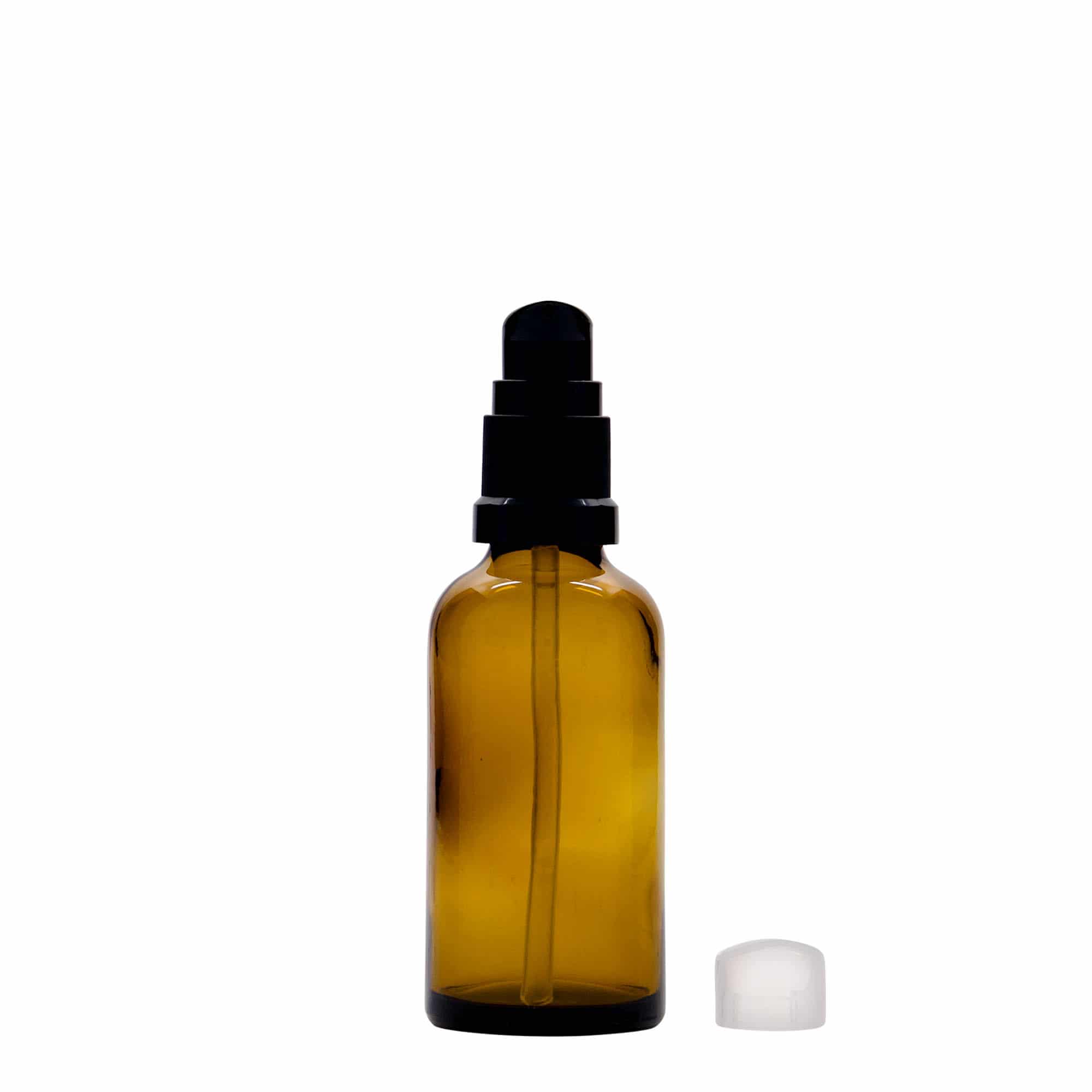 50 ml ιατρικό φιαλίδιο με αντλία λοσιόν, γυαλί, καφέ, στόμιο: DIN 18