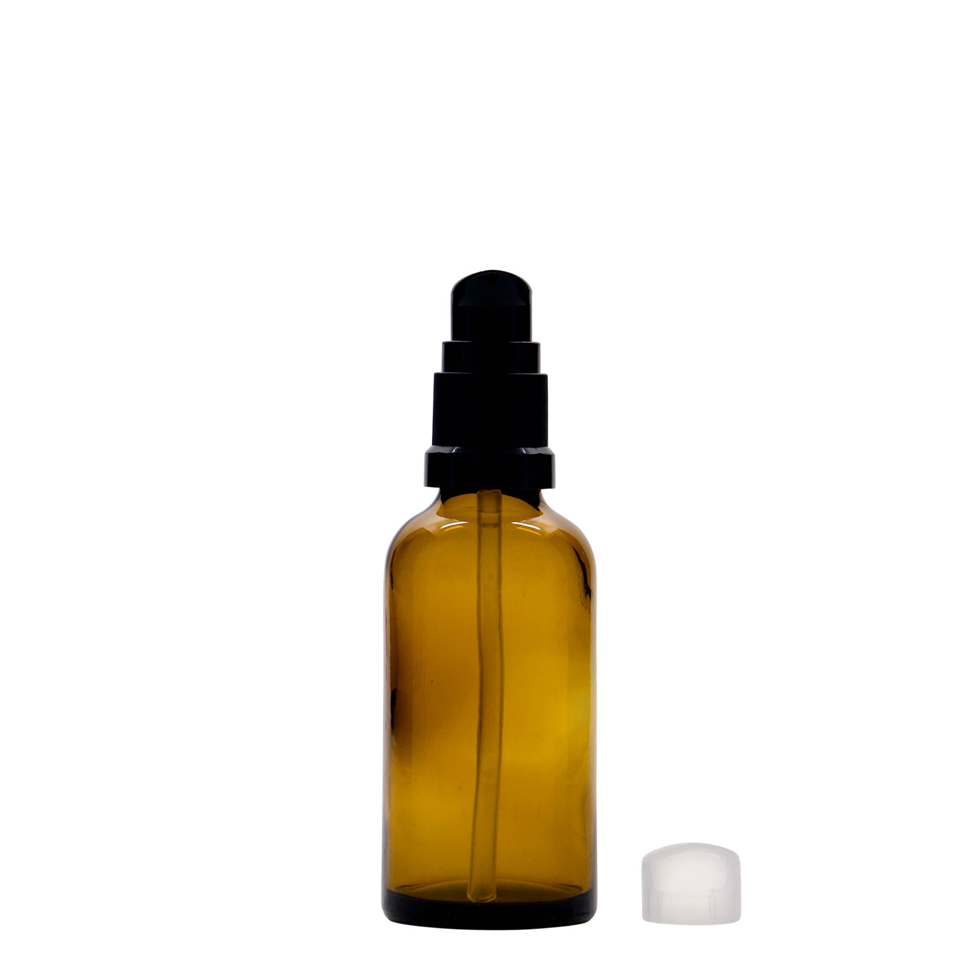 50 ml ιατρικό φιαλίδιο με αντλία λοσιόν, γυαλί, καφέ, στόμιο: DIN 18