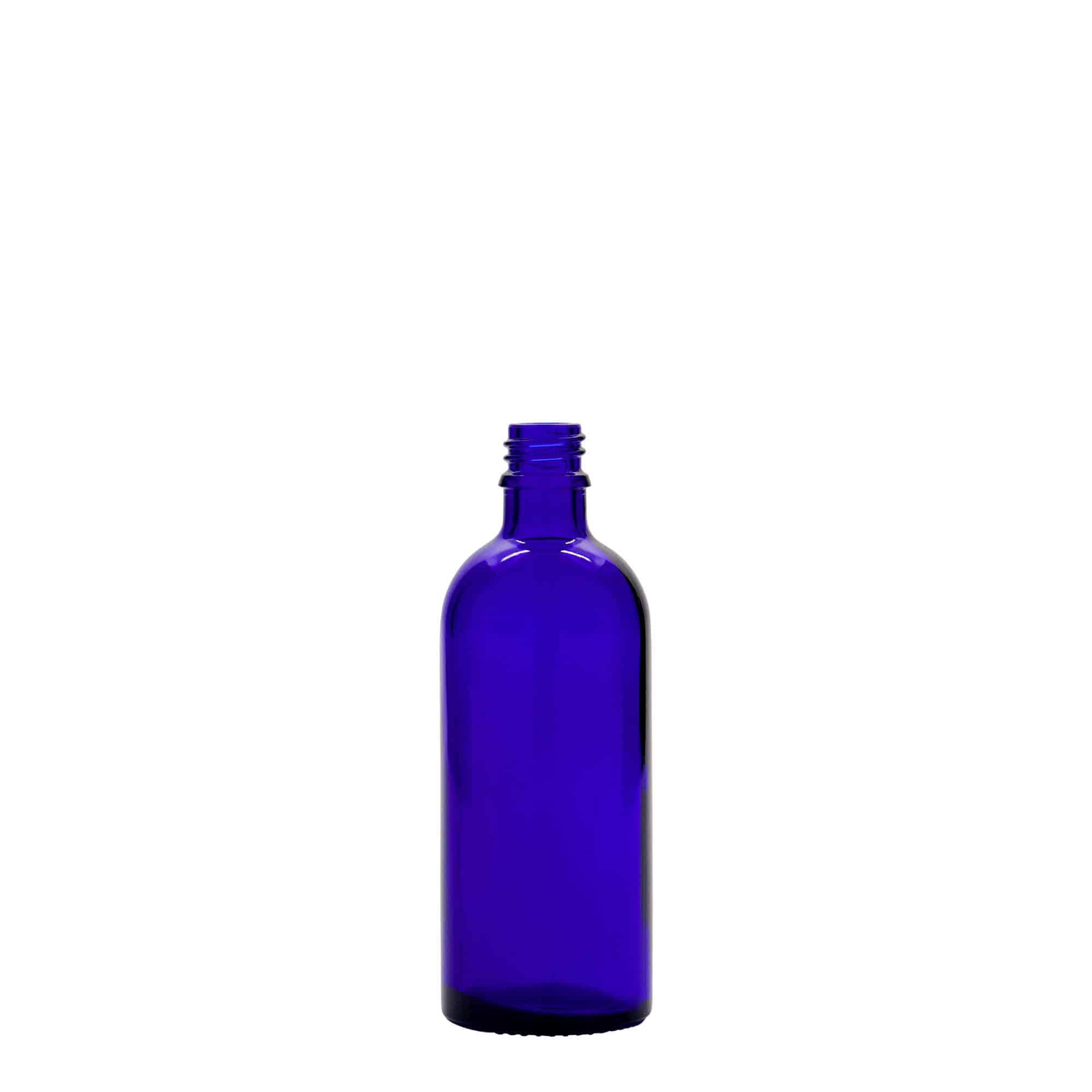 Μπουκάλι φαρμάκου 100 ml, γυάλινο, μπλε ρουά, στόμιο: DIN 18