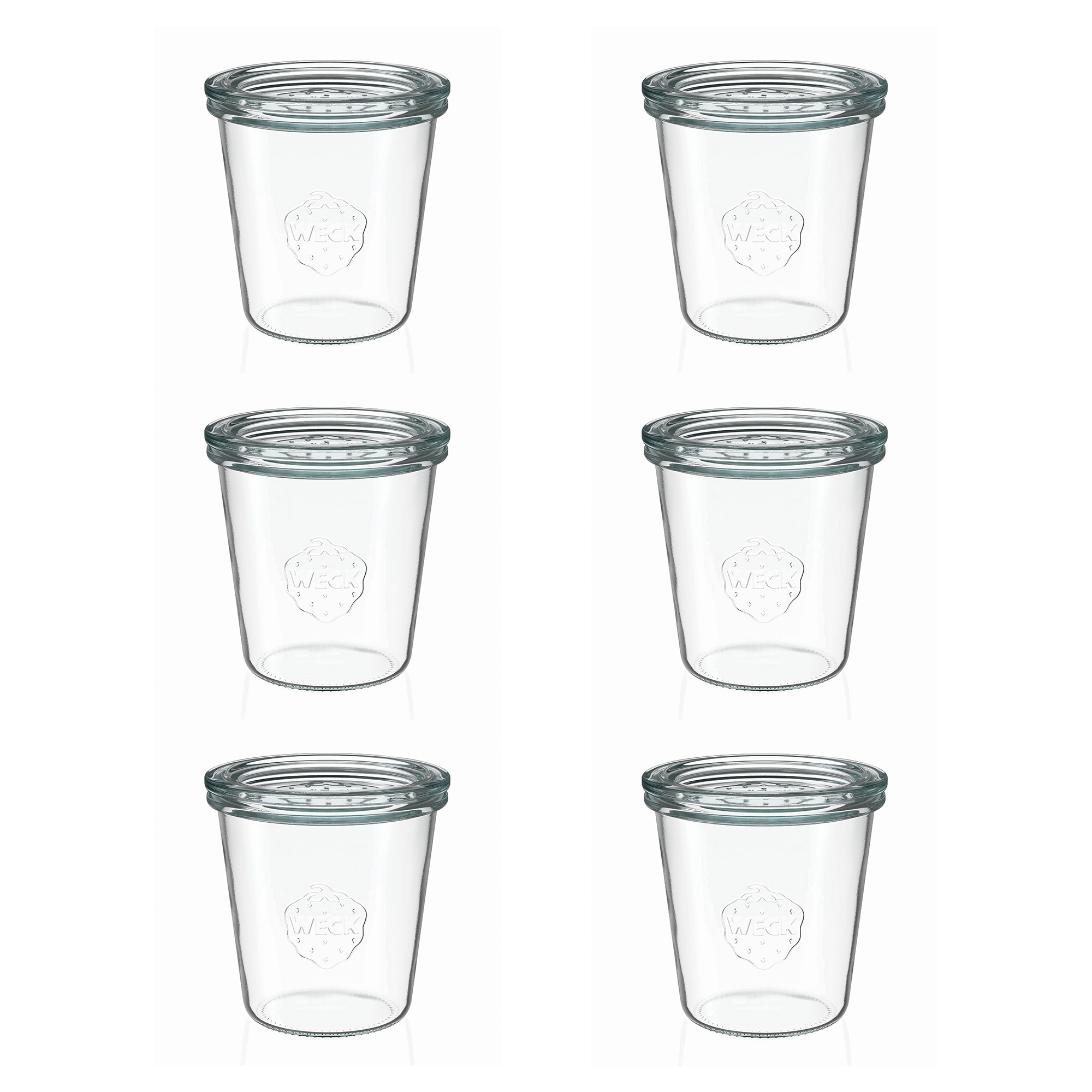 6x Ψηλό κυλινδρικό βάζο WECK 290 ml με γυάλινο καπάκι RR 80