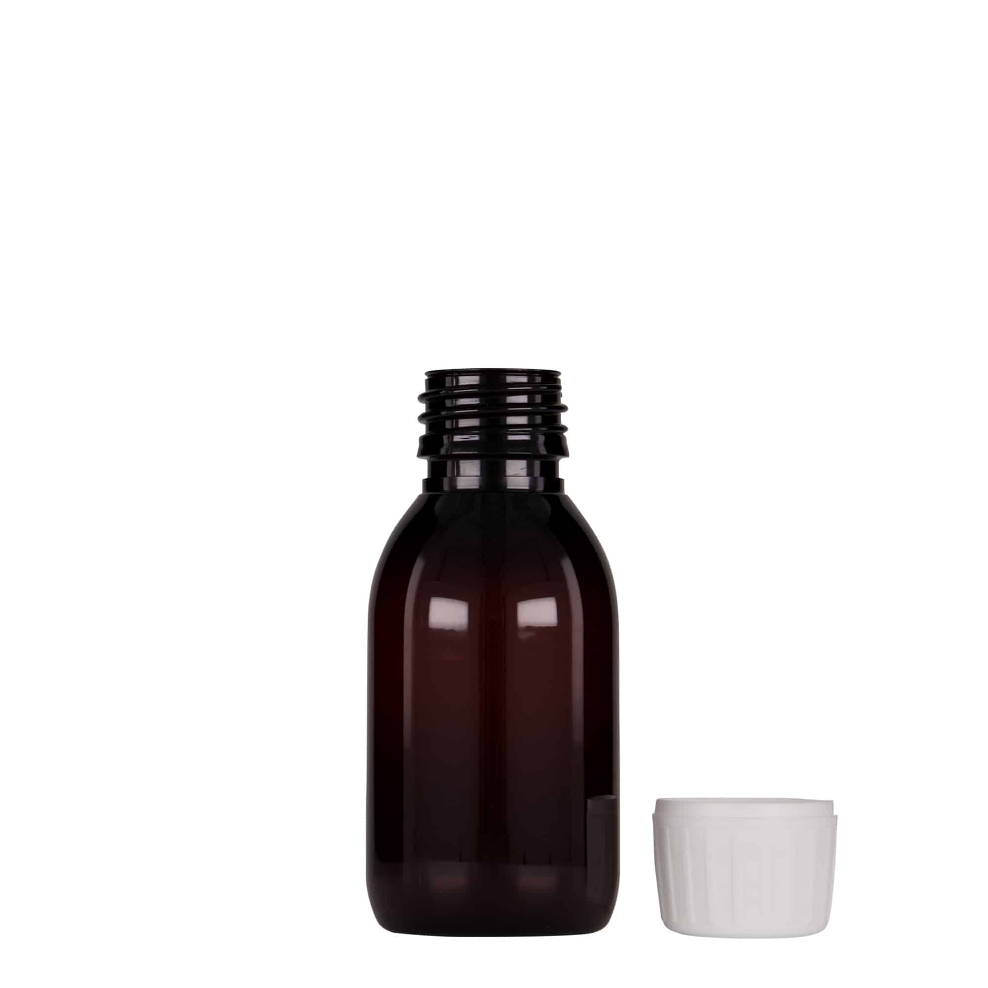 100 ml φιαλίδιο PET για ιατρική χρήση, καφέ, πλαστικό, στόμιο: PP 28