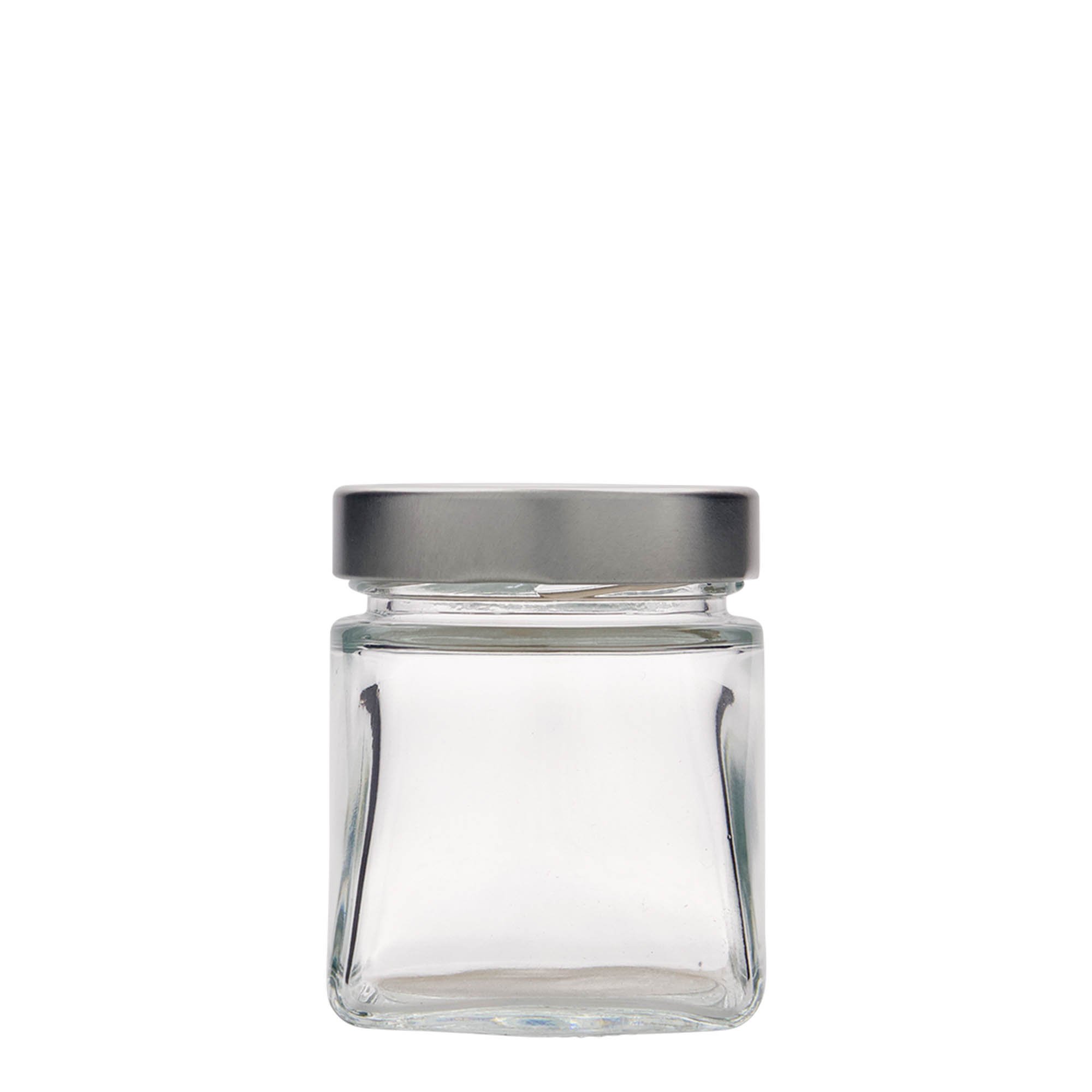 212 ml τετράγωνο γυάλινο βάζο 'Luxor', στόμιο: Deept-Twist-Off (DTO 63)