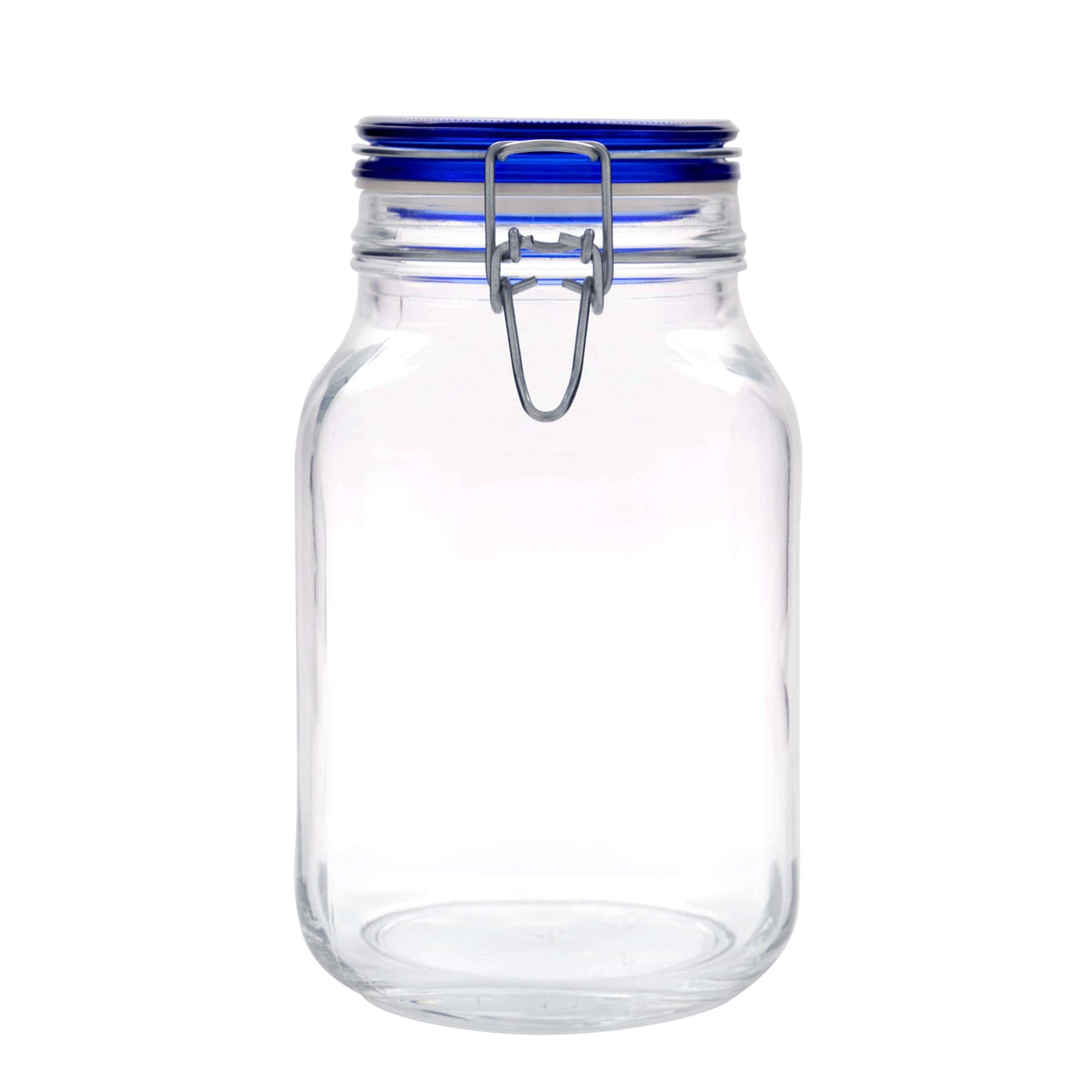 2.000 ml βάζο με σύρμα 'Fido' με μπλε καπάκι, τετράγωνο, στόμιο: κλείσιμο με σύρμα