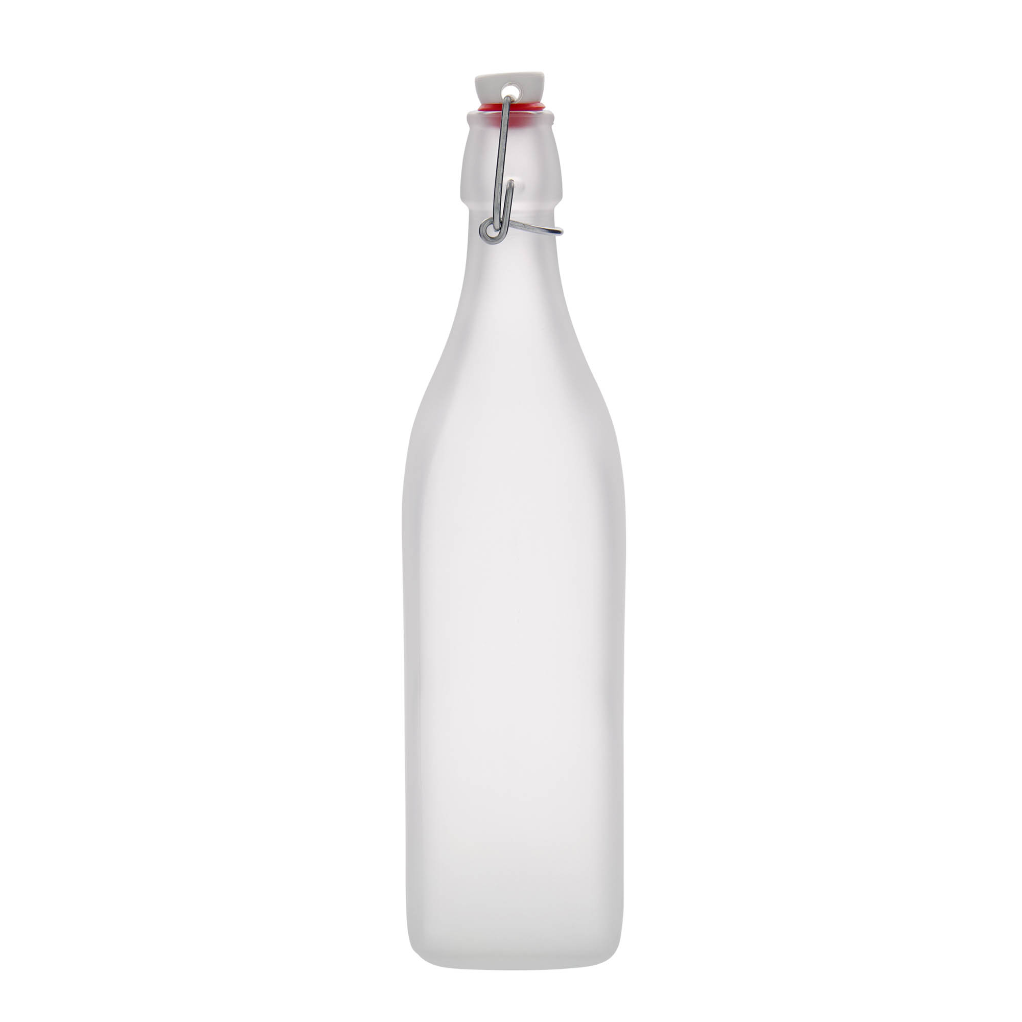 1.000 ml γυάλινο μπουκάλι 'Swing, τετράγωνο, παγωμένο, στόμιο: κλείσιμο με μοχλό