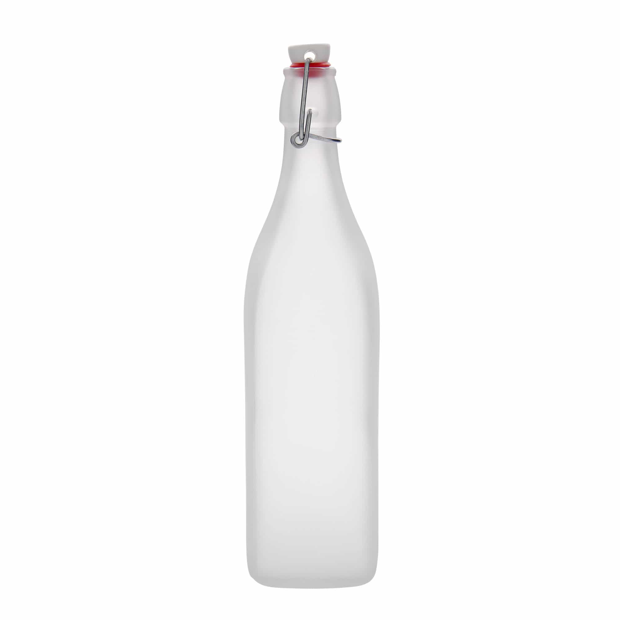1.000 ml γυάλινο μπουκάλι 'Swing, τετράγωνο, παγωμένο, στόμιο: κλείσιμο με μοχλό 1.000 ml γυάλινο μπουκάλι 'Swing, τετράγωνο, παγωμένο, στόμιο: κλείσιμο με μοχλό