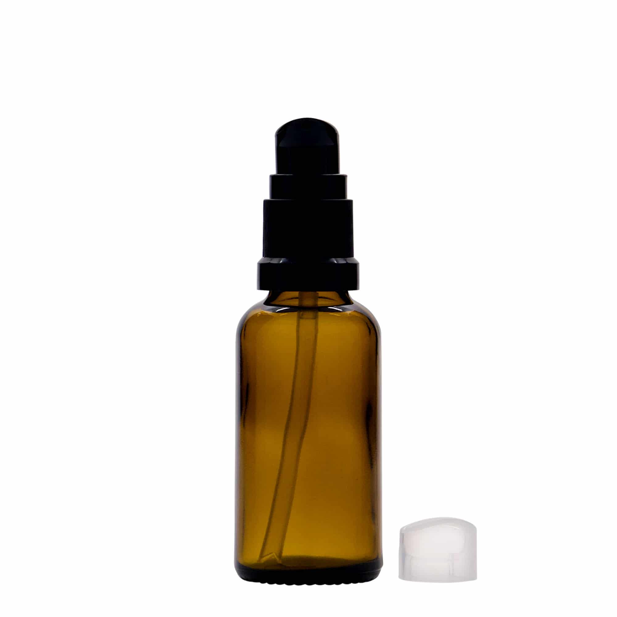 30 ml ιατρικό φιαλίδιο με αντλία λοσιόν, γυαλί, καφέ, στόμιο: DIN 18