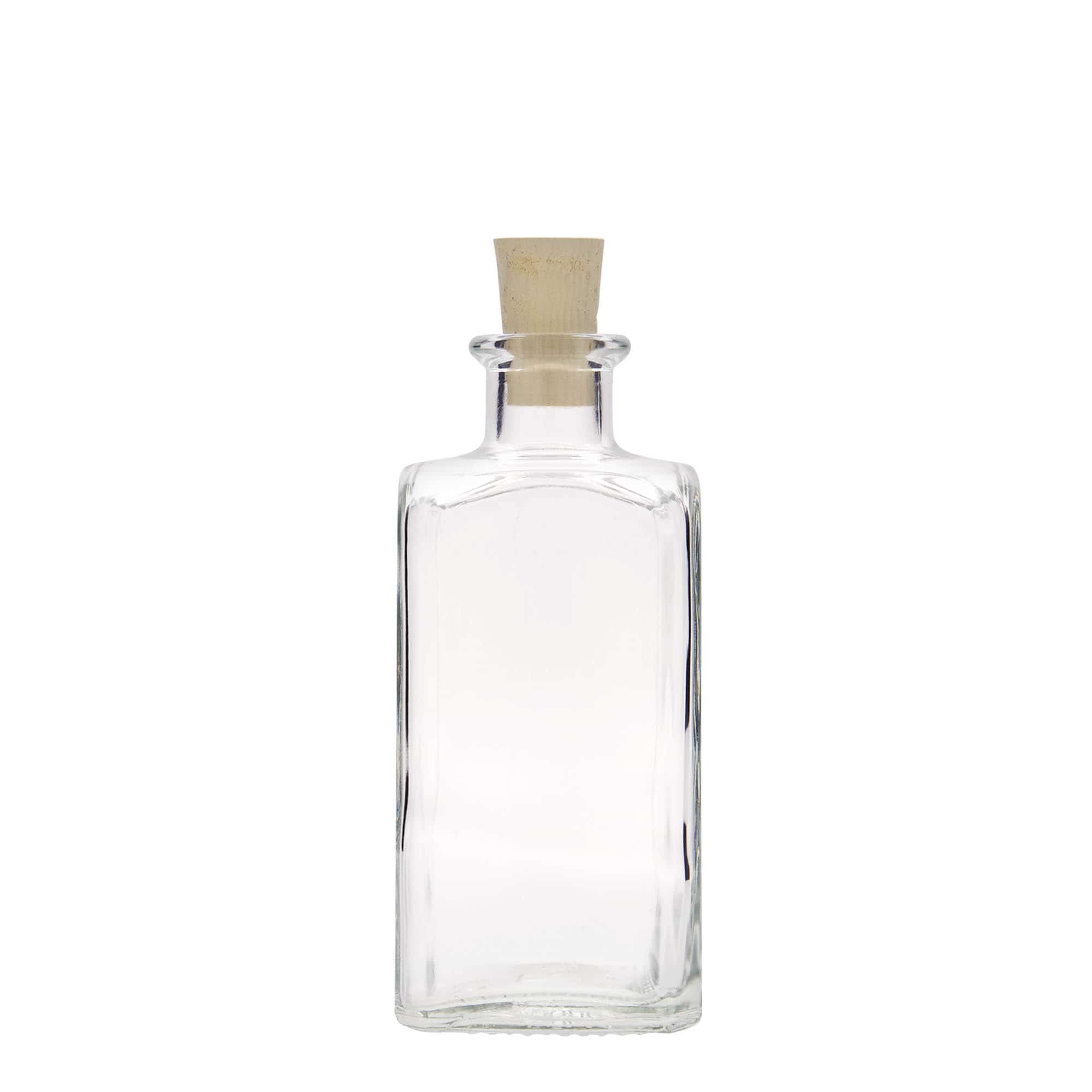 250 ml γυάλινο μπουκάλι Apotheker Carré, τετράγωνο, στόμιο: φελλός