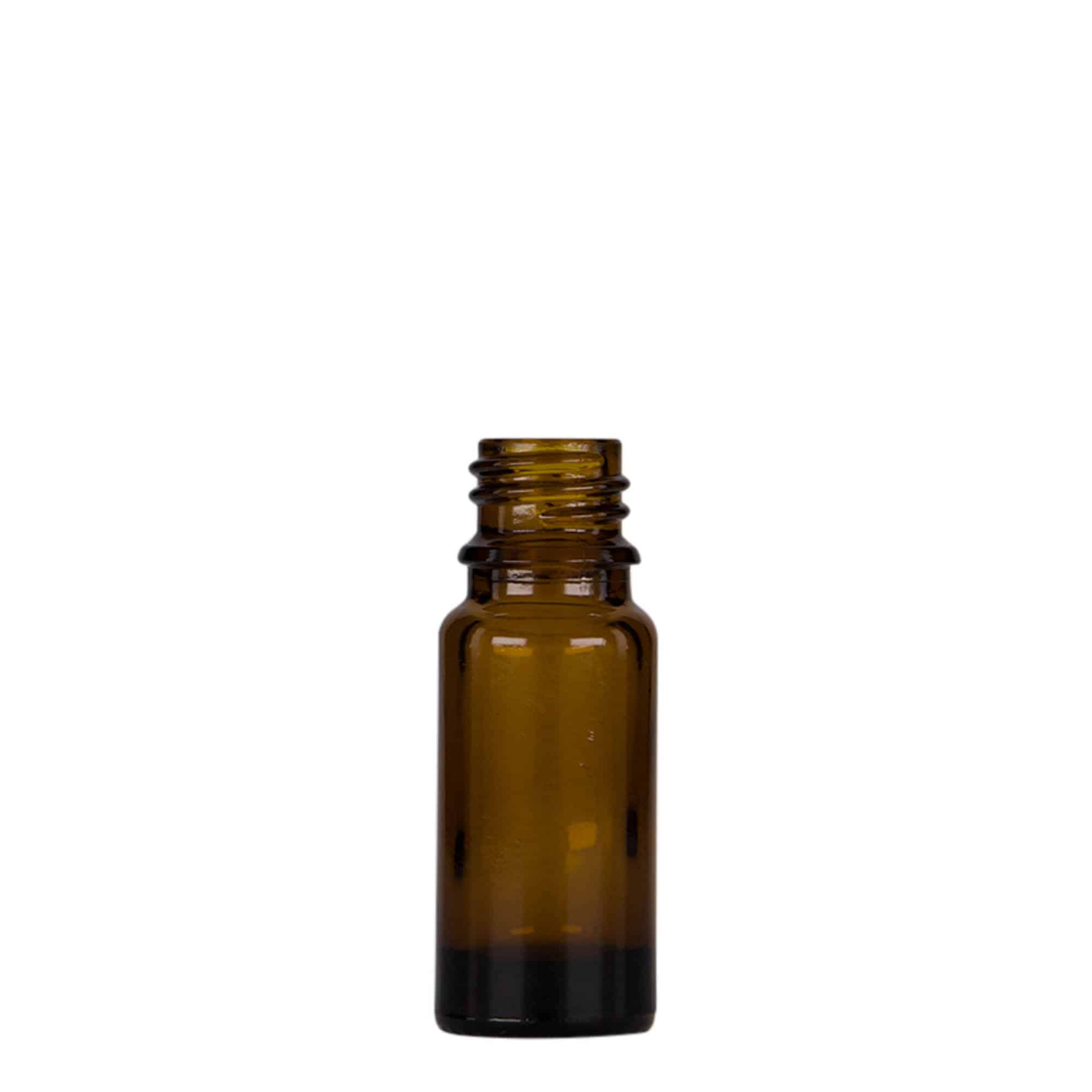 Μπουκάλι φαρμάκου με σταγονόμετρο 10 ml, γυάλινο, καφέ-μαύρο, στόμιο: DIN 18