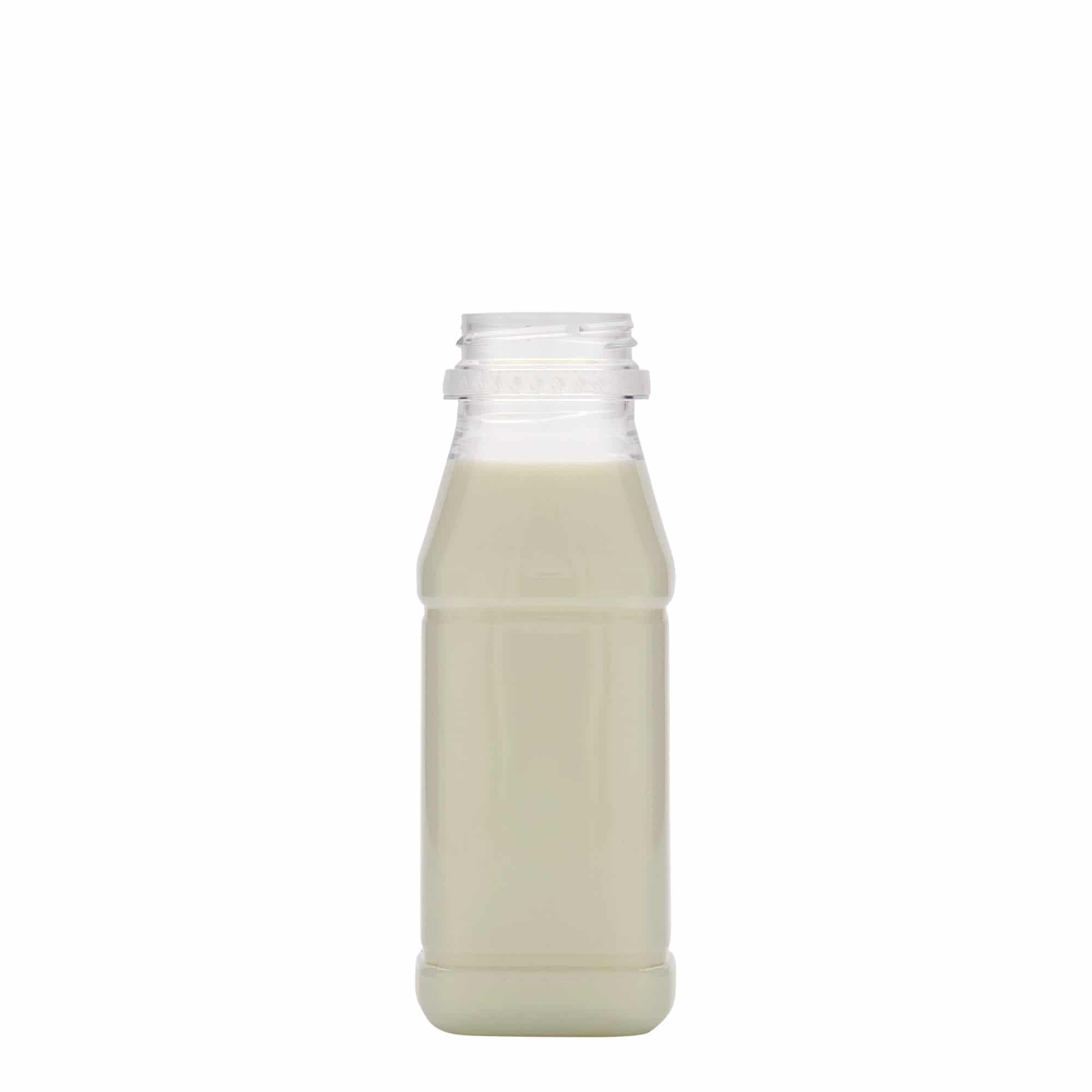 250 ml φιάλη PET 'Milk and Juice Carré', τετράγωνη, πλαστικό, στόμιο: 38 mm