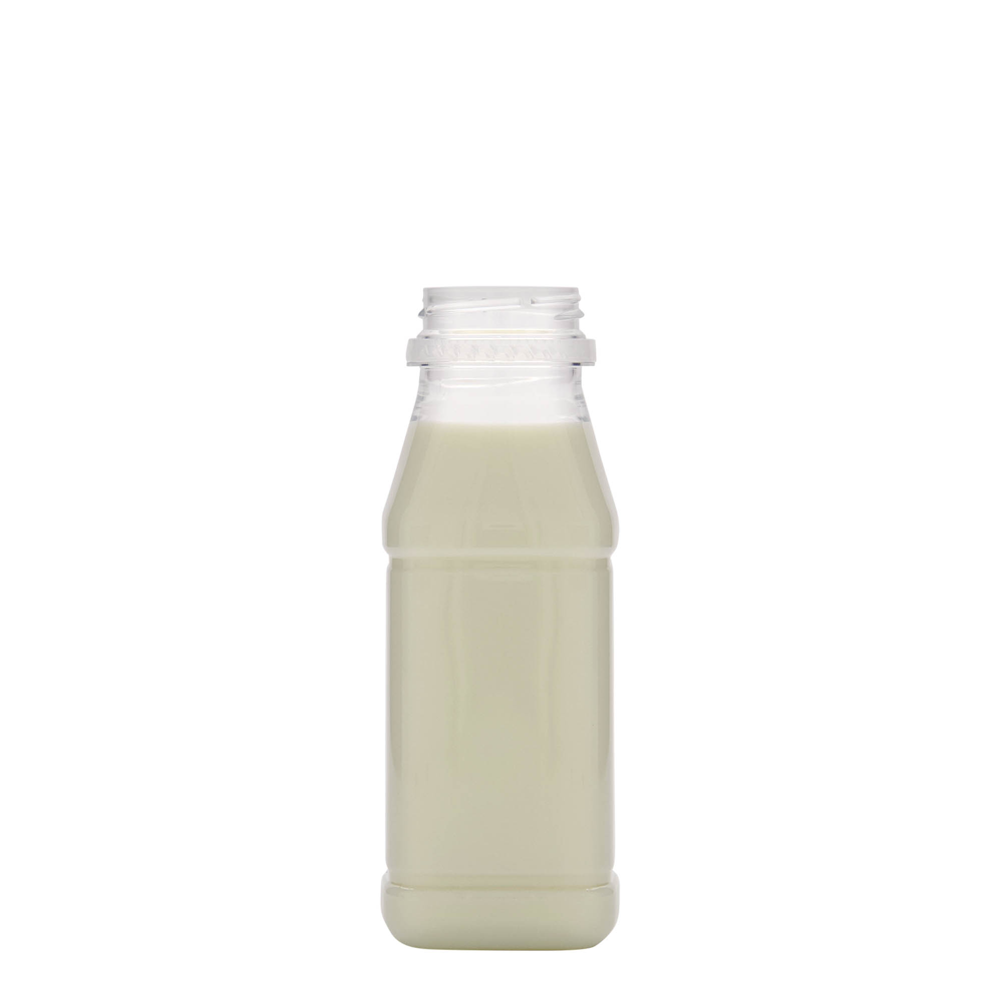 250 ml φιάλη PET 'Milk and Juice Carré', τετράγωνη, πλαστικό, στόμιο: 38 mm