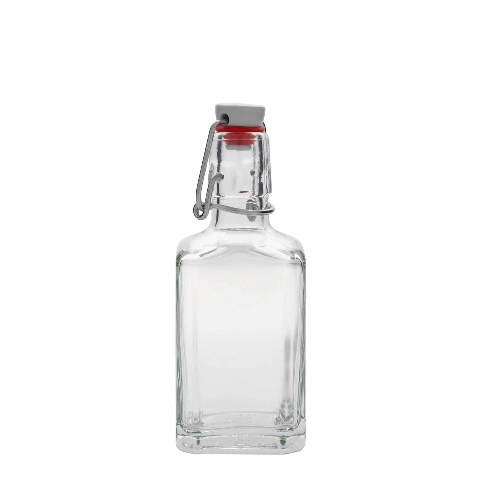250 ml γυάλινο μπουκάλι 'Rialto', τετράγωνο, στόμιο: με μεταλλικό κλιπ κλεισίματος