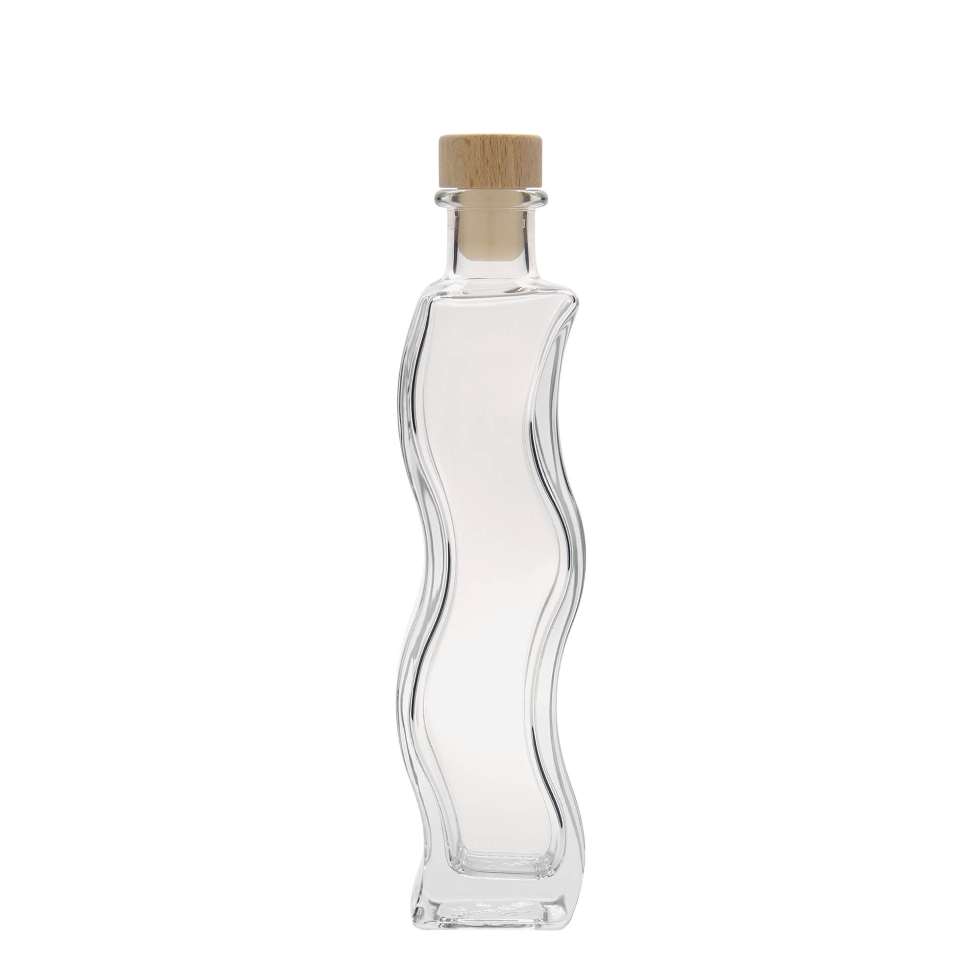 200 ml γυάλινο μπουκάλι 'Welle', τετράγωνο, στόμιο: φελλός