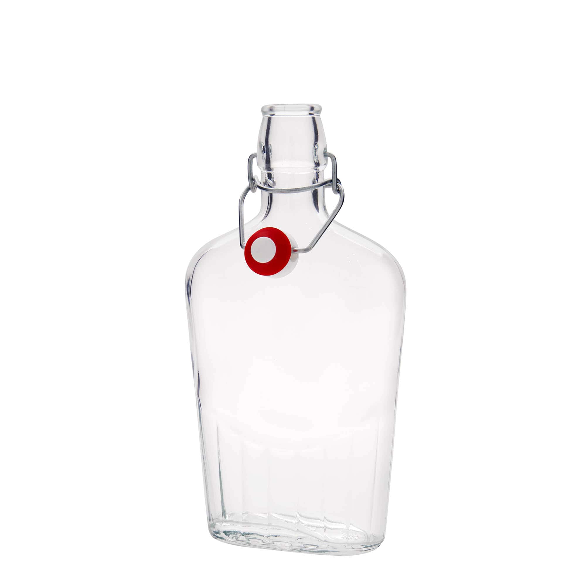 500 ml γυάλινο μπουκάλι 'Fiaschetta', οβάλ, στόμιο: κούμπωμα με μπρούτζινο κλιπ
