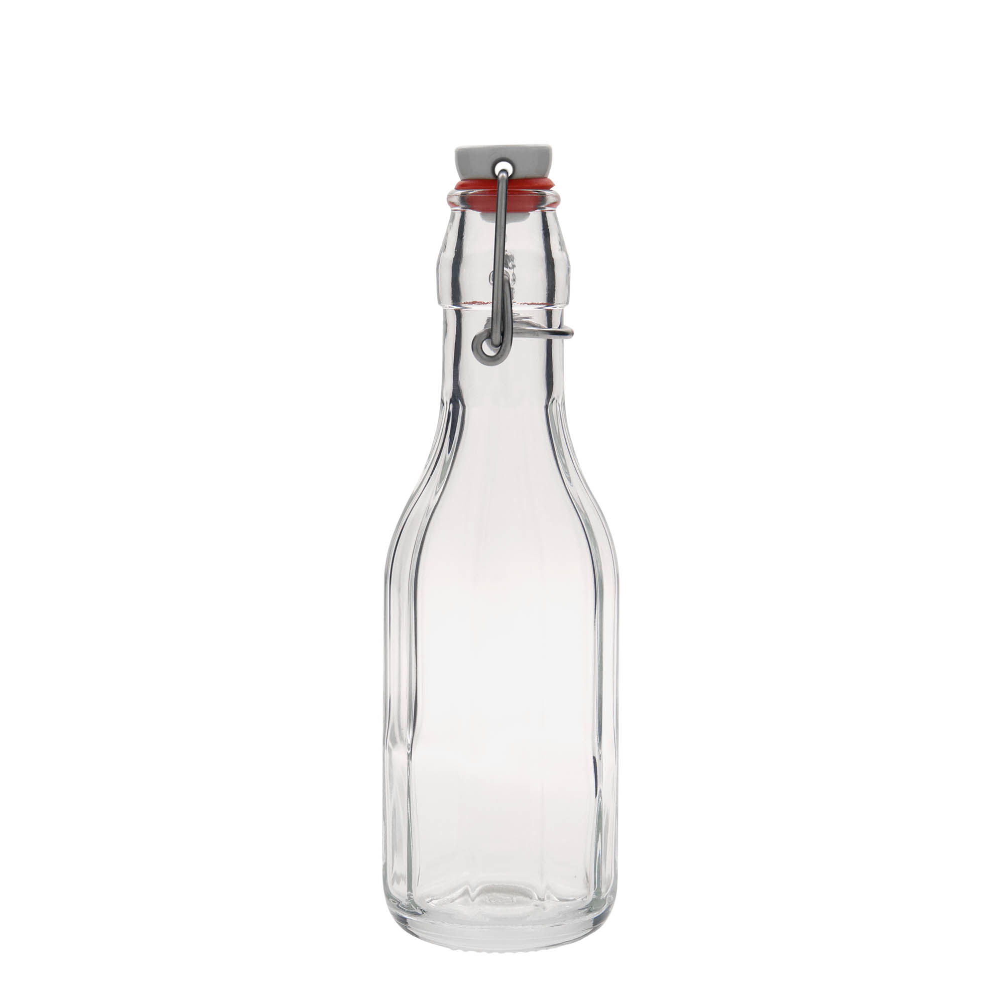 250 ml γυάλινο μπουκάλι 'Bravo', δεκαγωνικό, στόμιο: κλείσιμο με μεταλλικό κλιπ