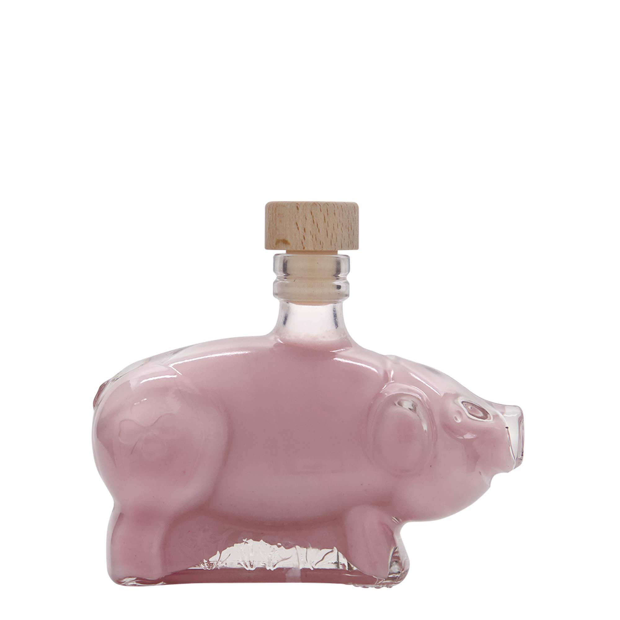 200 ml γυάλινο μπουκάλι 'Γουρουνάκι της τύχης', στόμιο: φελλός