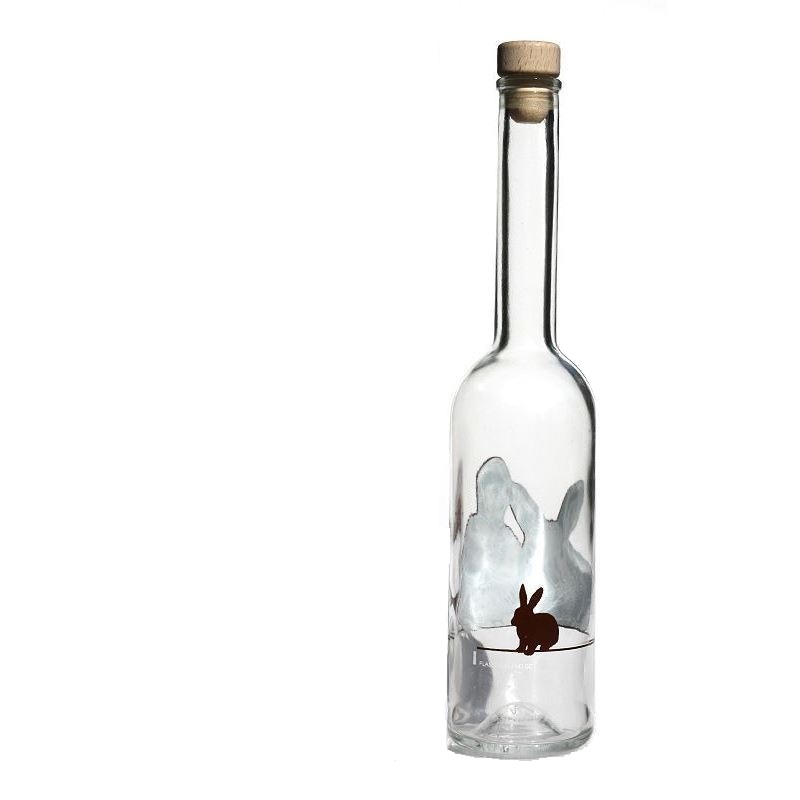 500 ml γυάλινο μπουκάλι 'Opera', σχέδιο: κουνέλι, στόμιο: φελλός